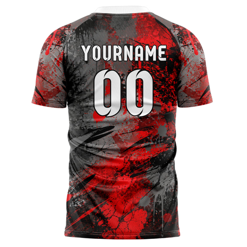 Rot lebendiges Graffiti Drip Paint Design 03-0180 individuelles Fußballtrikot back