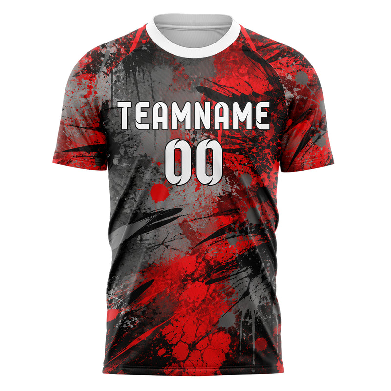 Rot lebendiges Graffiti Drip Paint Design 03-0180 individuelles Fußballtrikot front