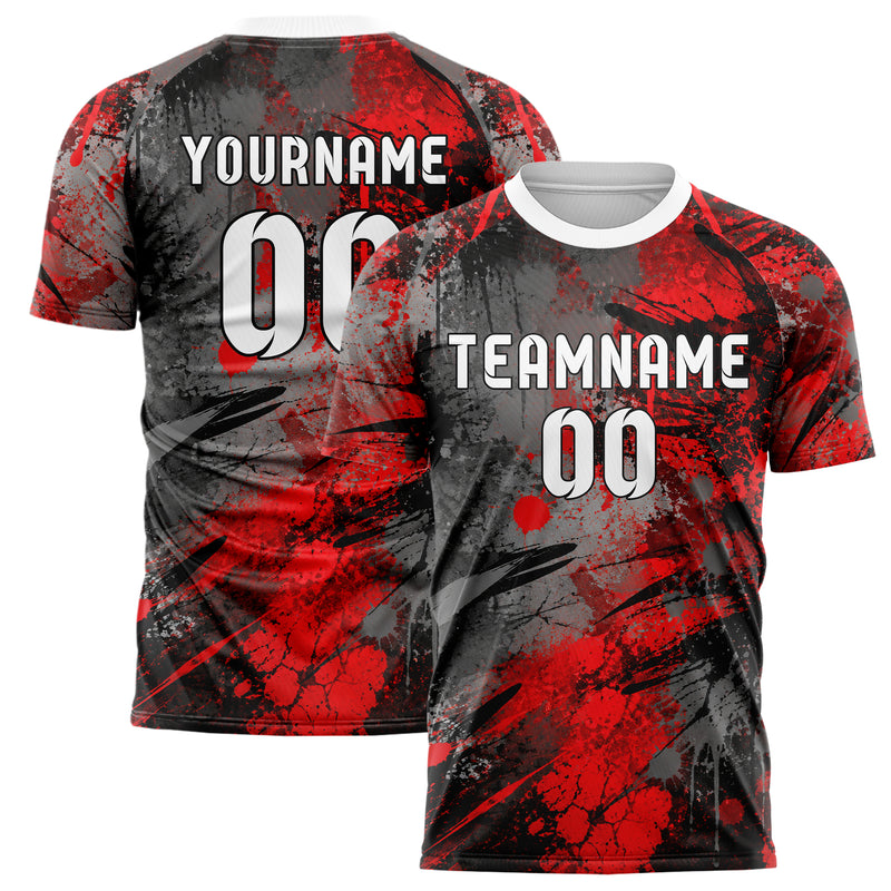 Rot lebendiges Graffiti Drip Paint Design 03-0180 individuelles Fußballtrikot main