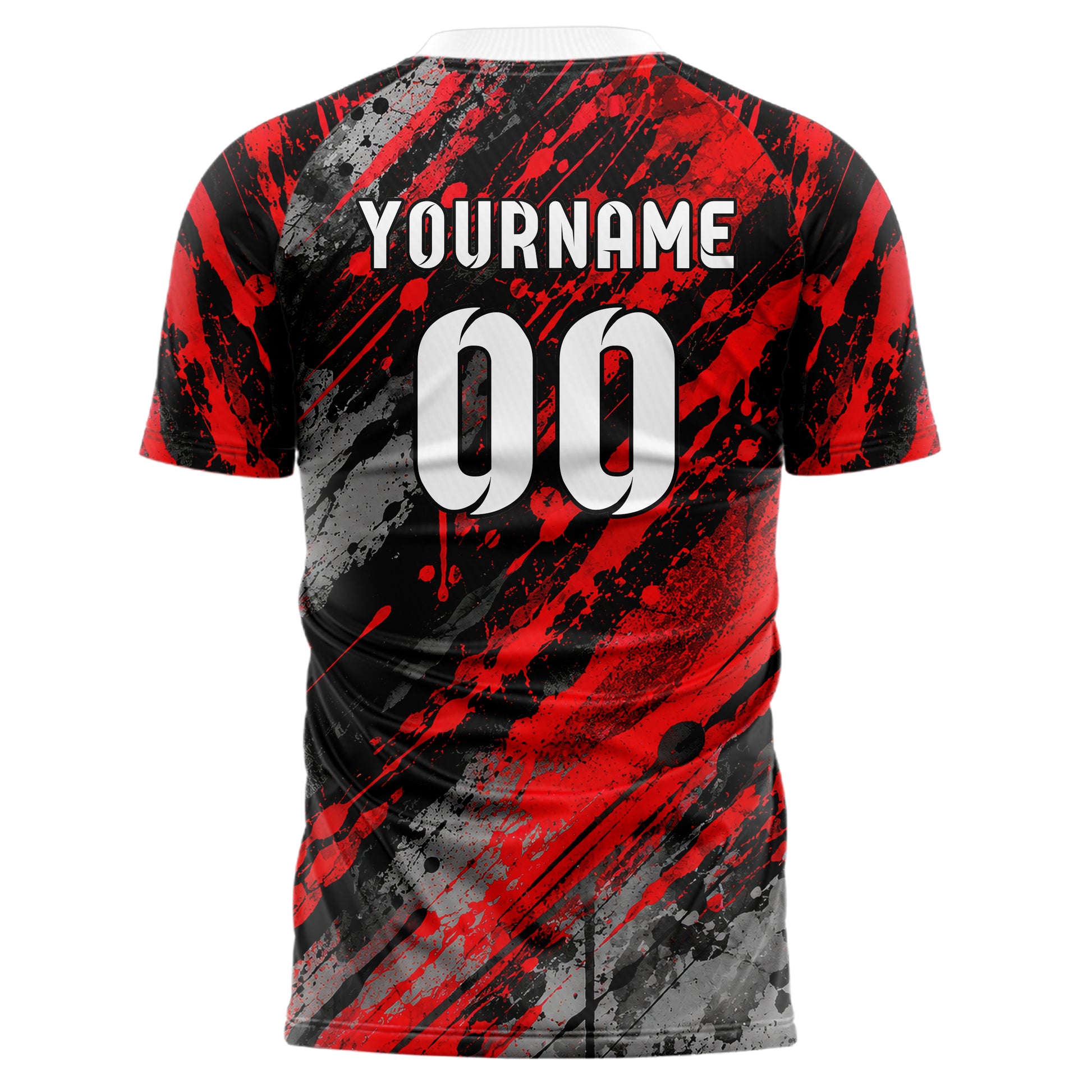 Rot lebendiges Graffiti Drip Paint Design 03-0204 individuelles Fußballtrikot back