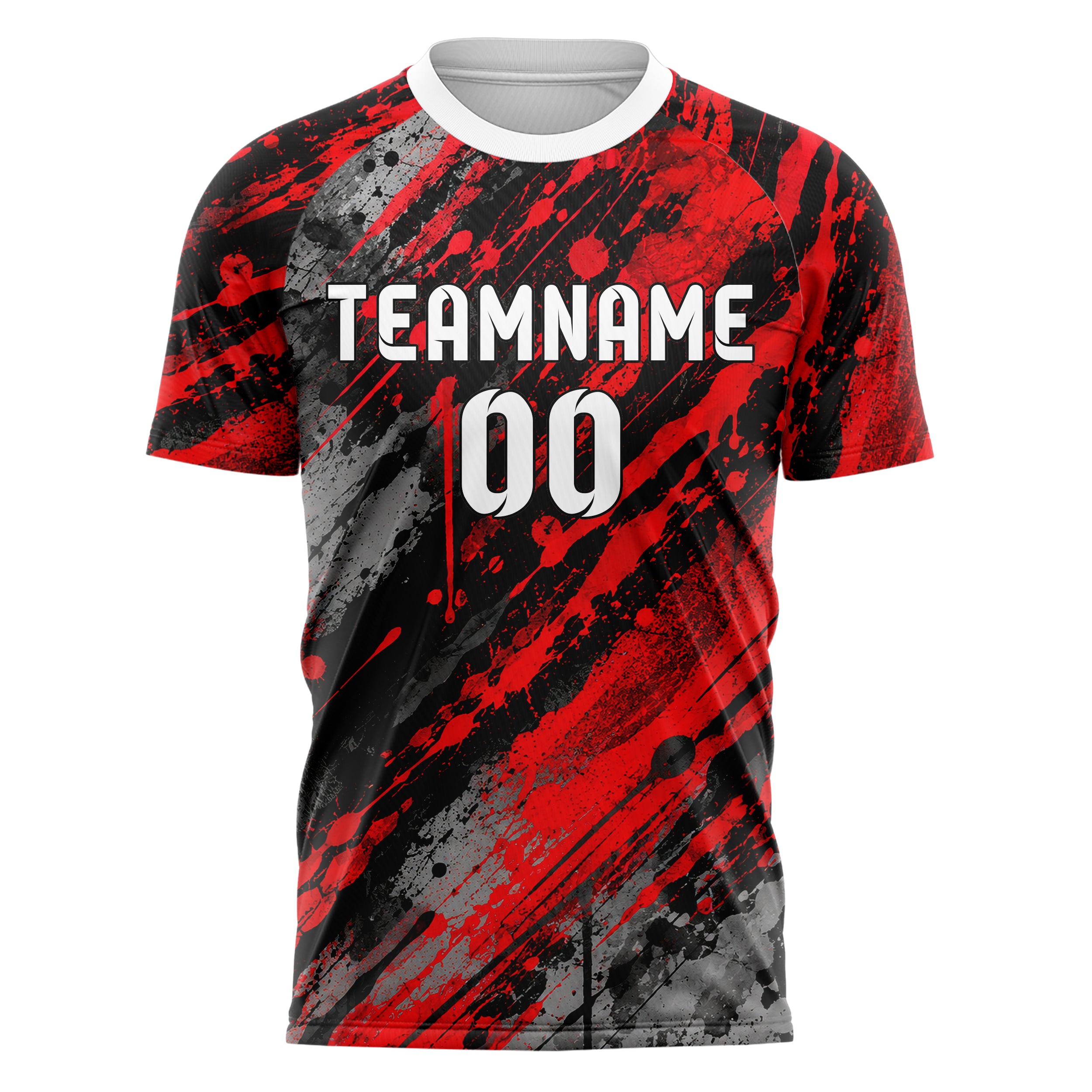 Rot lebendiges Graffiti Drip Paint Design 03-0204 individuelles Fußballtrikot front