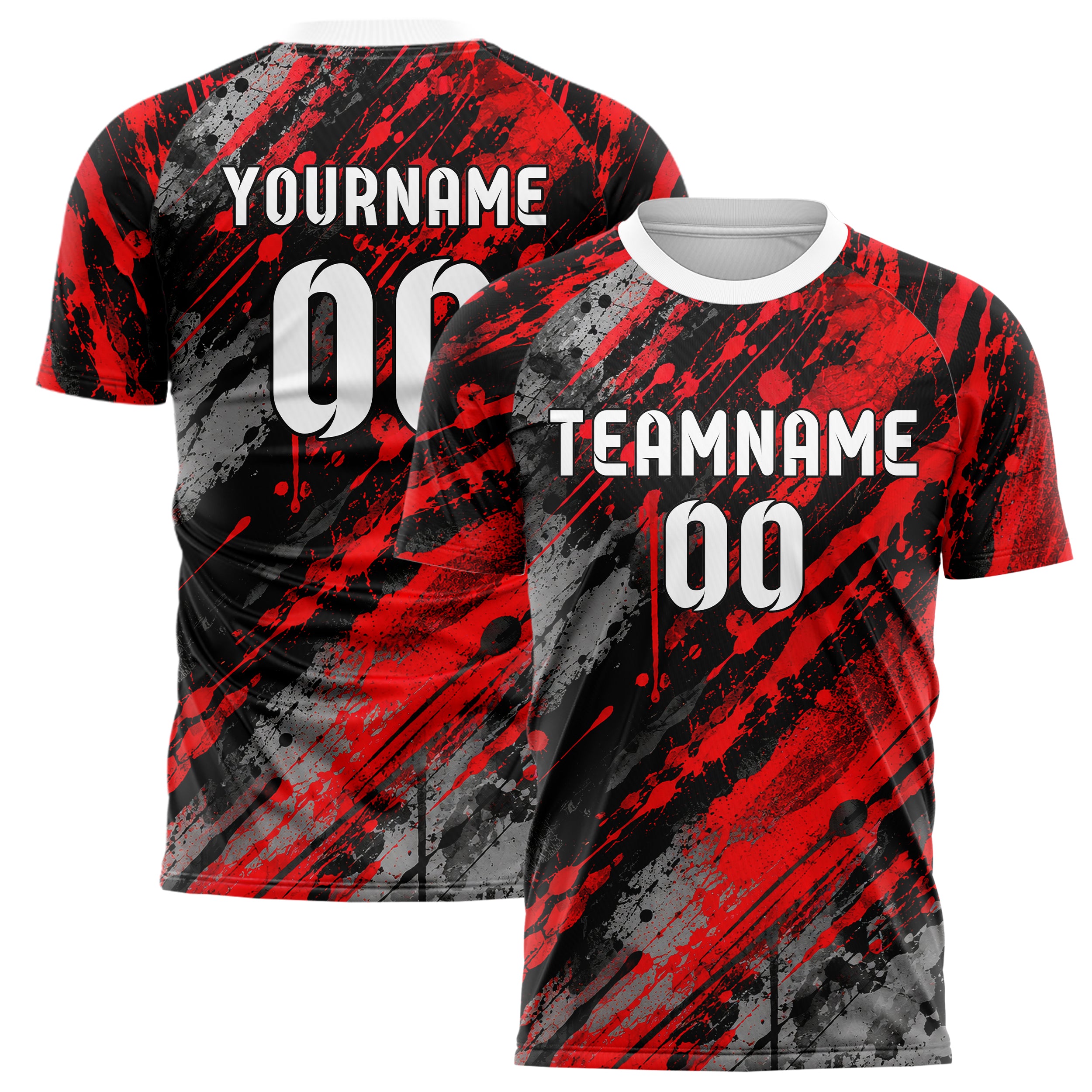 Rot lebendiges Graffiti Drip Paint Design 03-0204 individuelles Fußballtrikot main