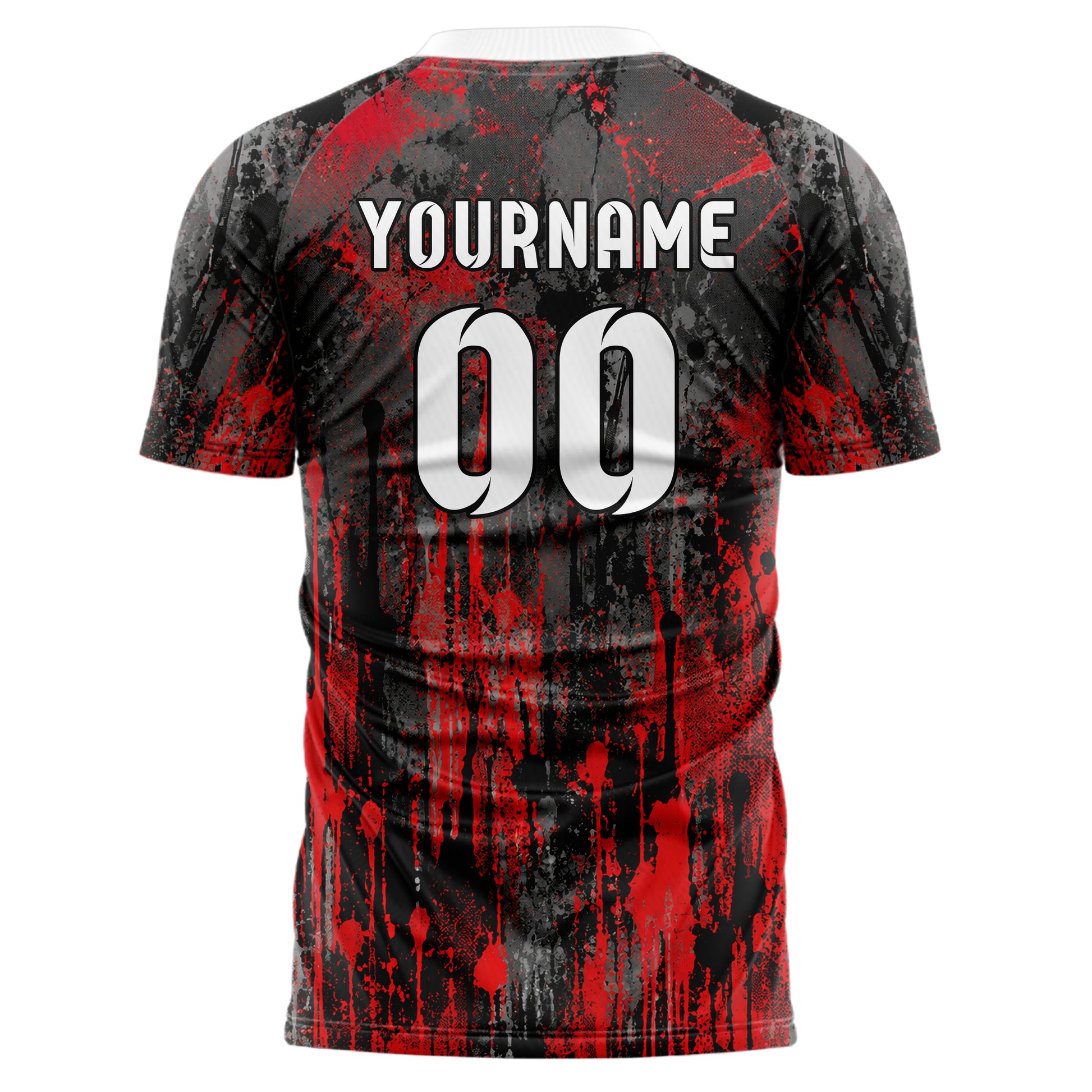 Rot lebendiges Graffiti Drip Paint Design 03-0372 individuelles Fußballtrikot back