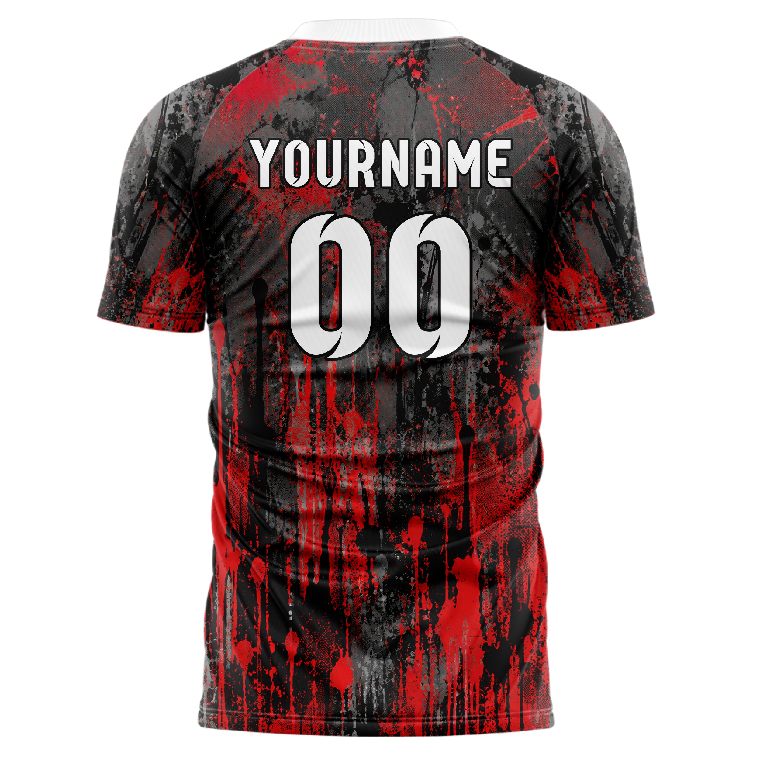 Rot lebendiges Graffiti Drip Paint Design 03-0372 individuelles Fußballtrikot back