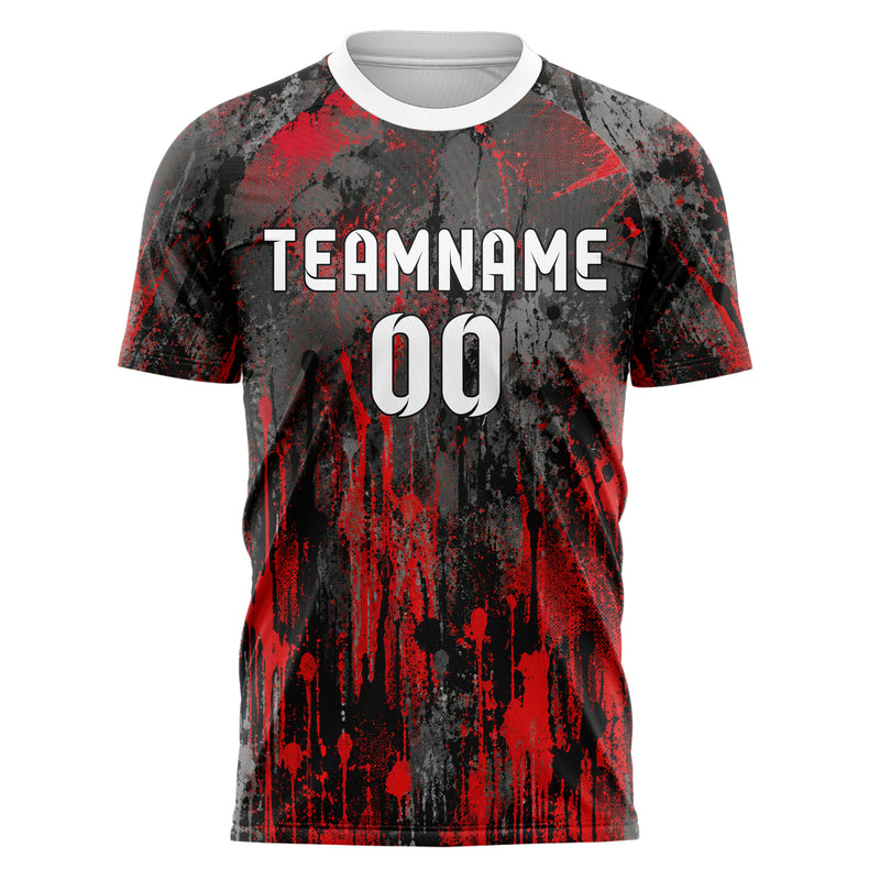 Rot lebendiges Graffiti Drip Paint Design 03-0372 individuelles Fußballtrikot front
