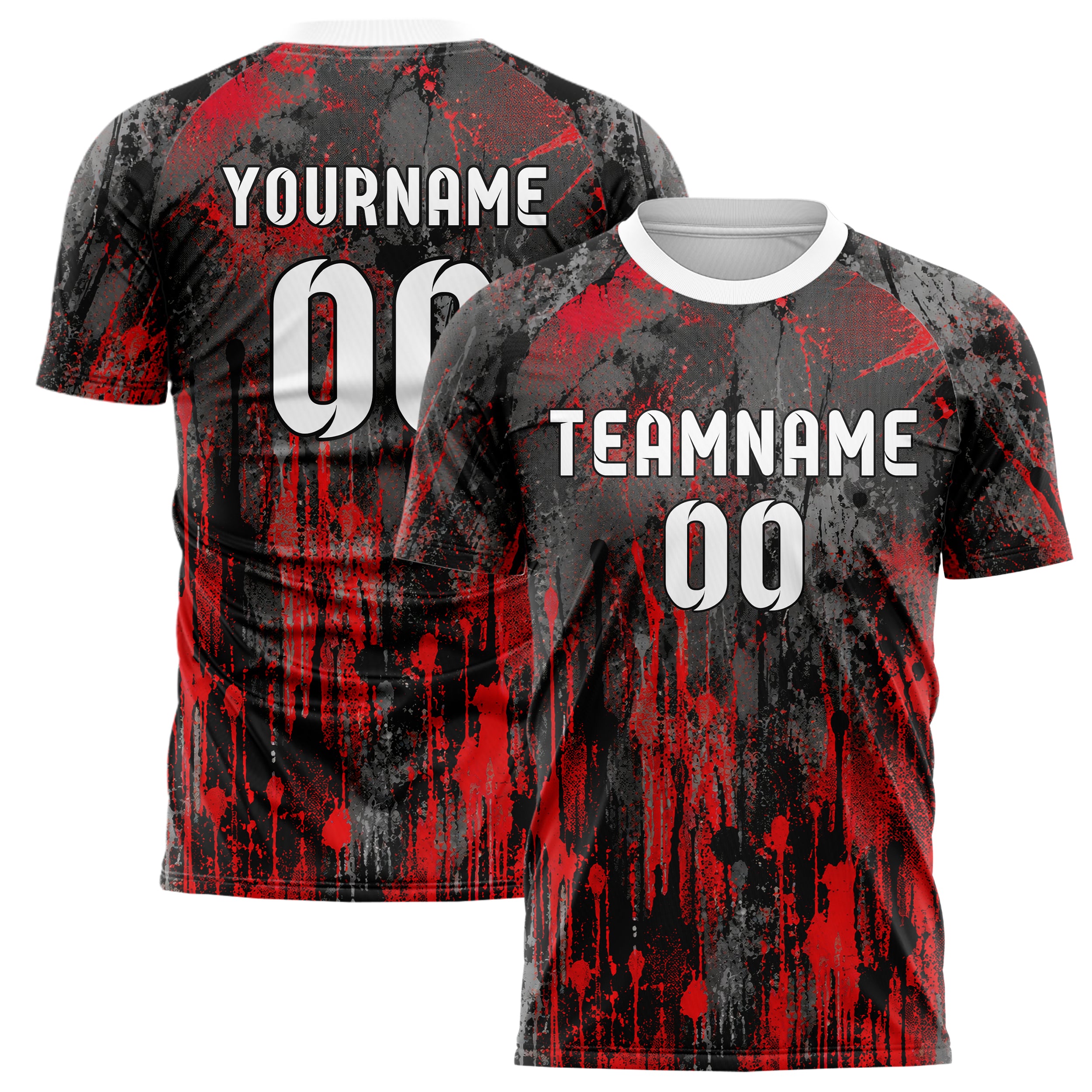 Rot lebendiges Graffiti Drip Paint Design 03-0372 individuelles Fußballtrikot main