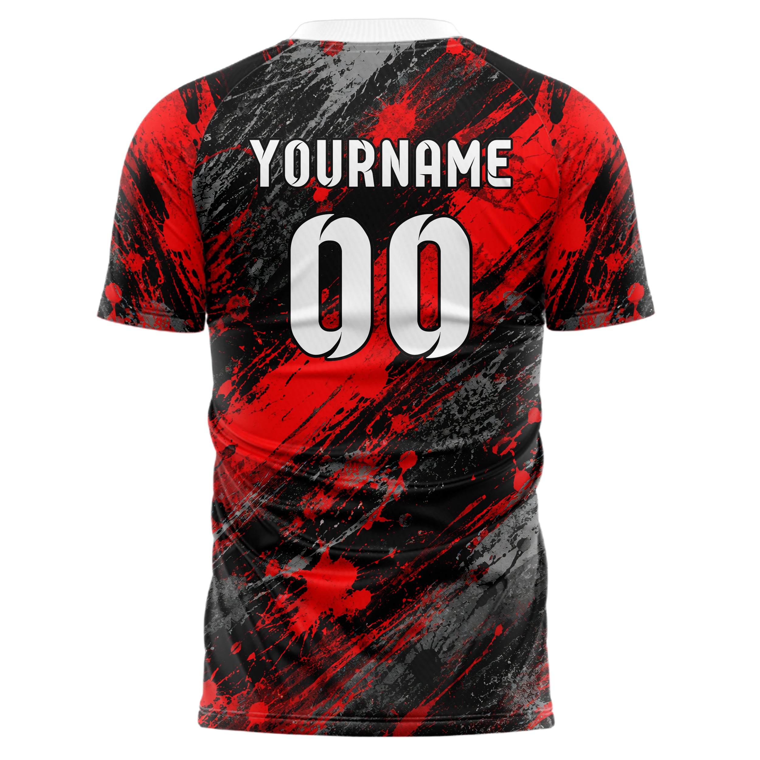 Rot lebendiges Graffiti Grunge Smear Design 03-0201 individuelles Fußballtrikot back