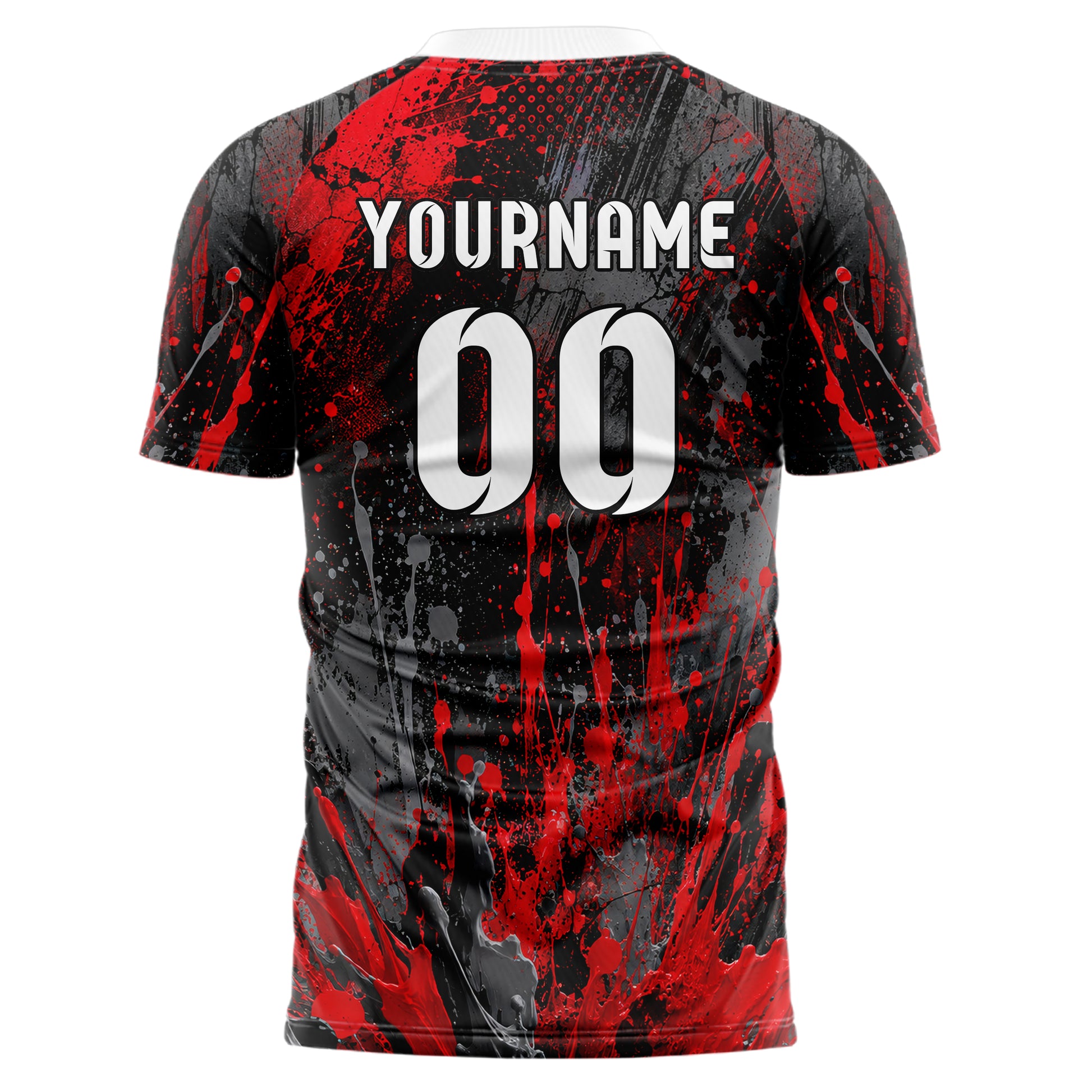 Rot lebendiges Graffiti Ink Splash Design 03-0333 individuelles Fußballtrikot back