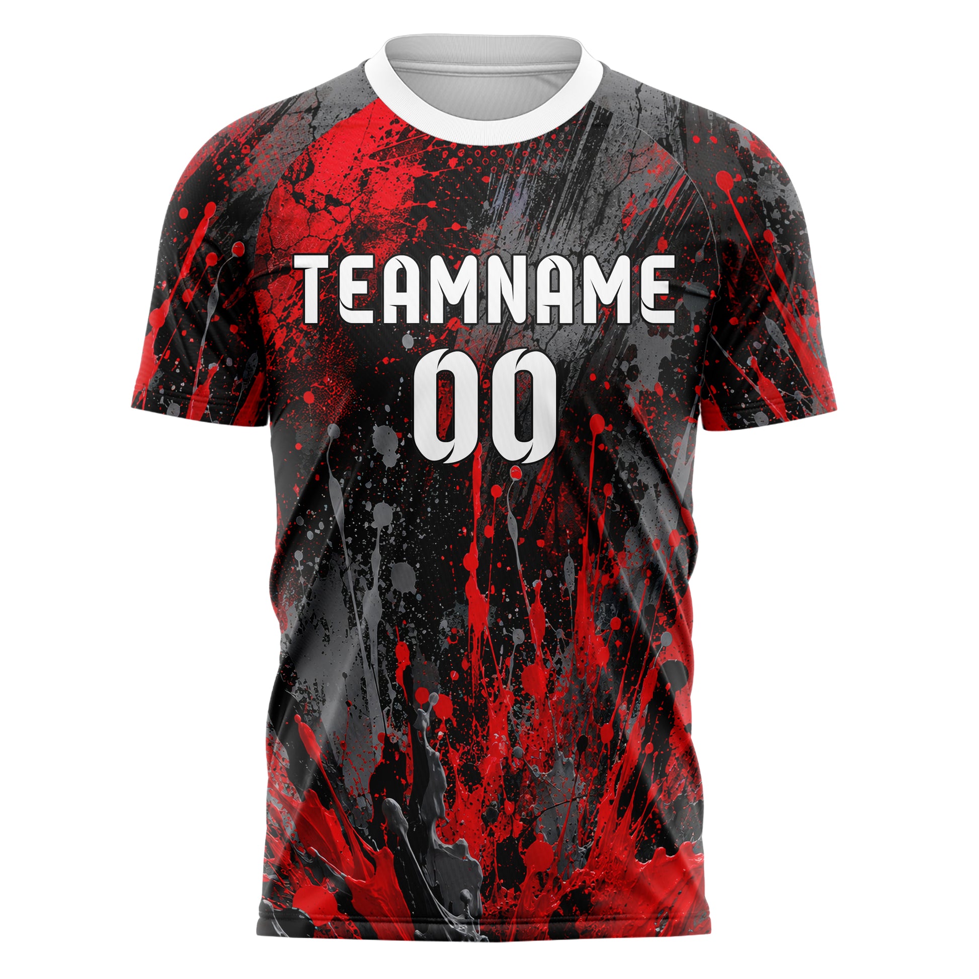 Rot lebendiges Graffiti Ink Splash Design 03-0333 individuelles Fußballtrikot front