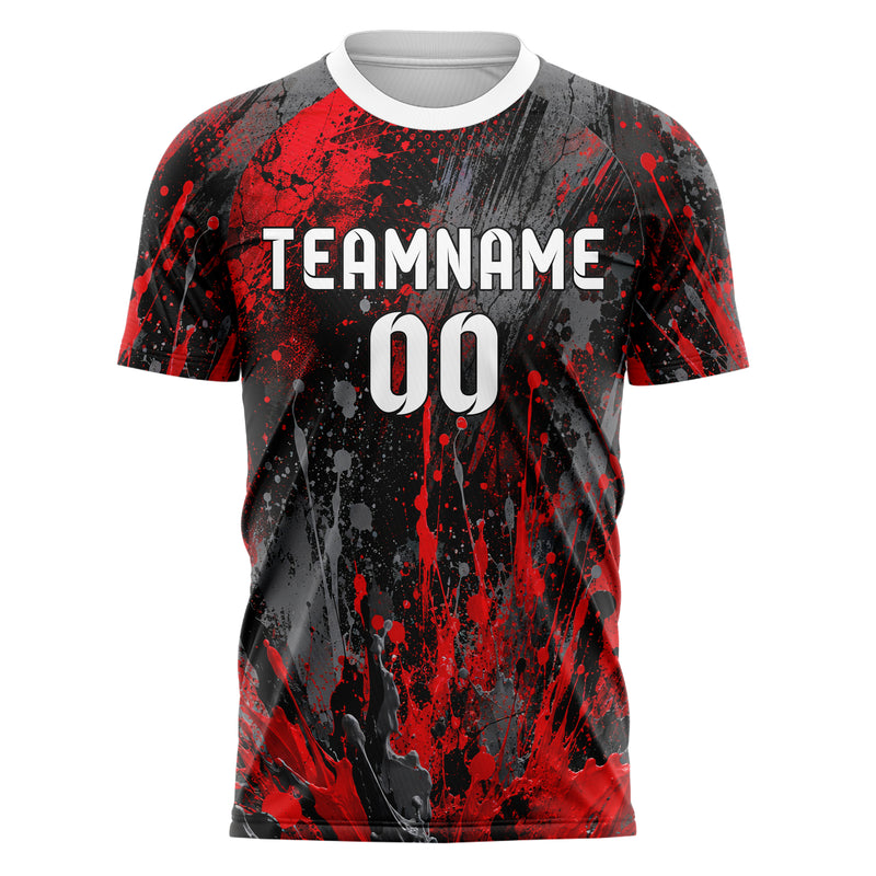 Rot lebendiges Graffiti Ink Splash Design 03-0333 individuelles Fußballtrikot front