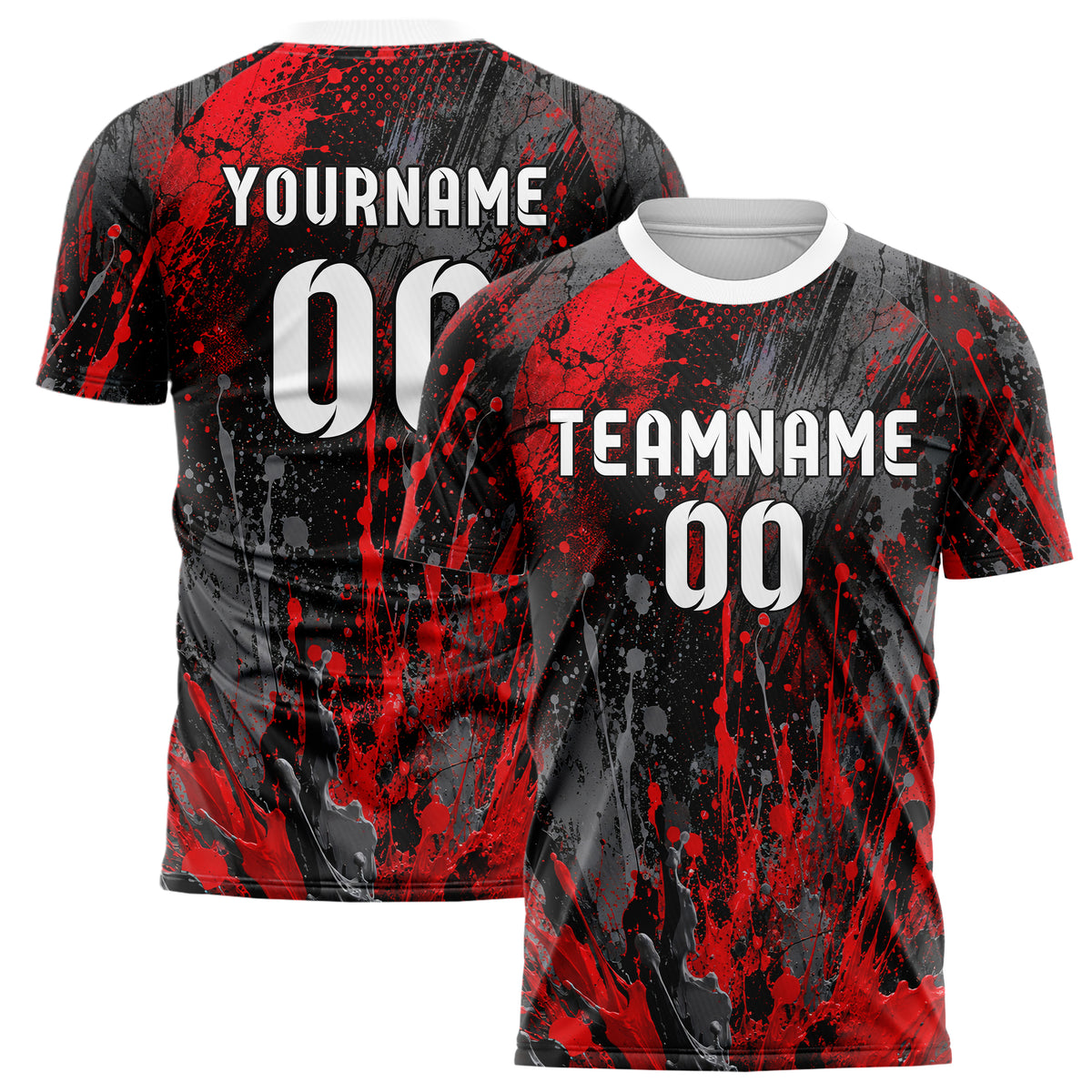 Rot lebendiges Graffiti Ink Splash Design 03-0333 individuelles Fußballtrikot main