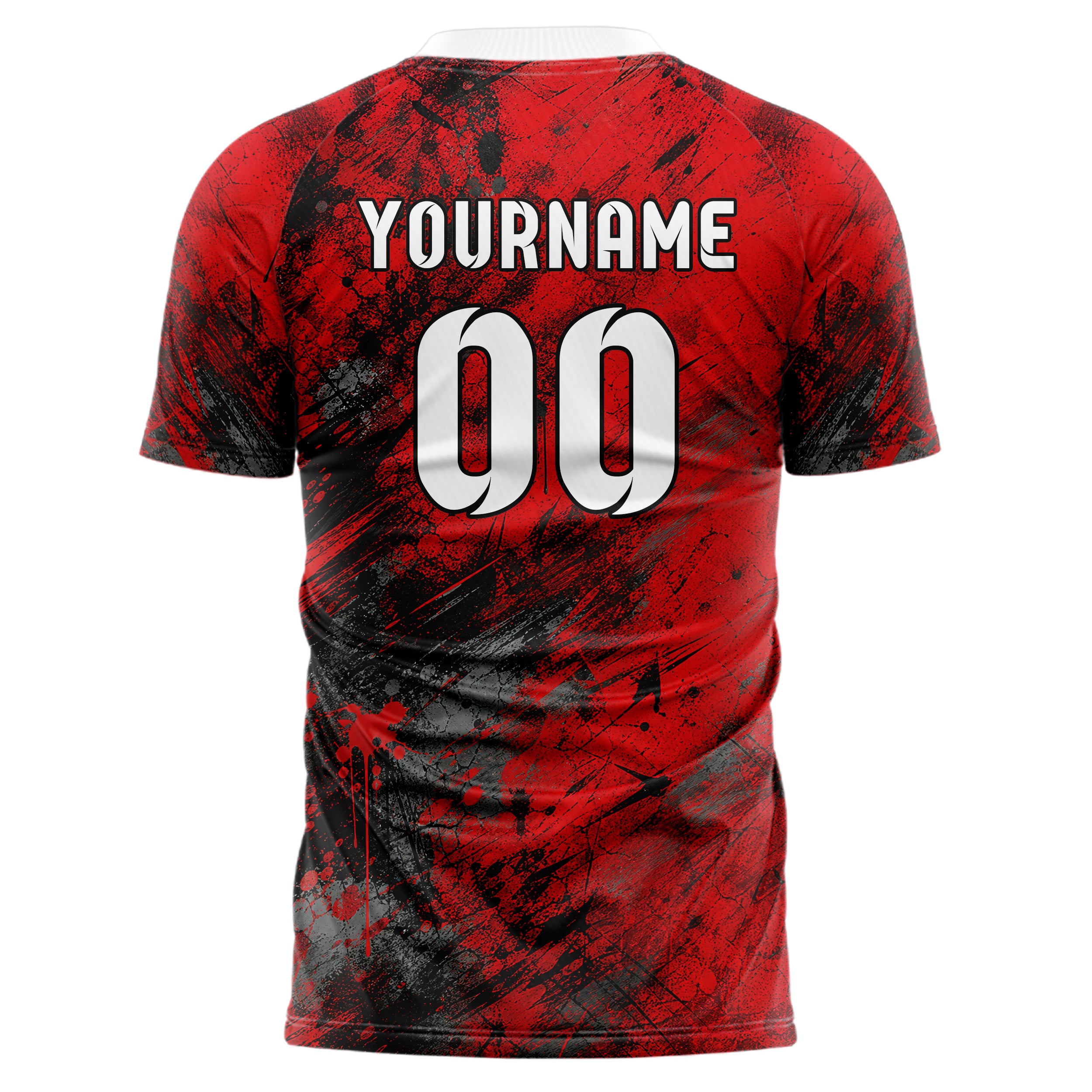 Rot lebendiges Graffiti Scratch Marks Design 03-0006 individuelles Fußballtrikot back
