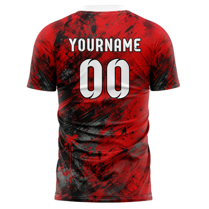 Rot lebendiges Graffiti Scratch Marks Design 03-0006 individuelles Fußballtrikot back