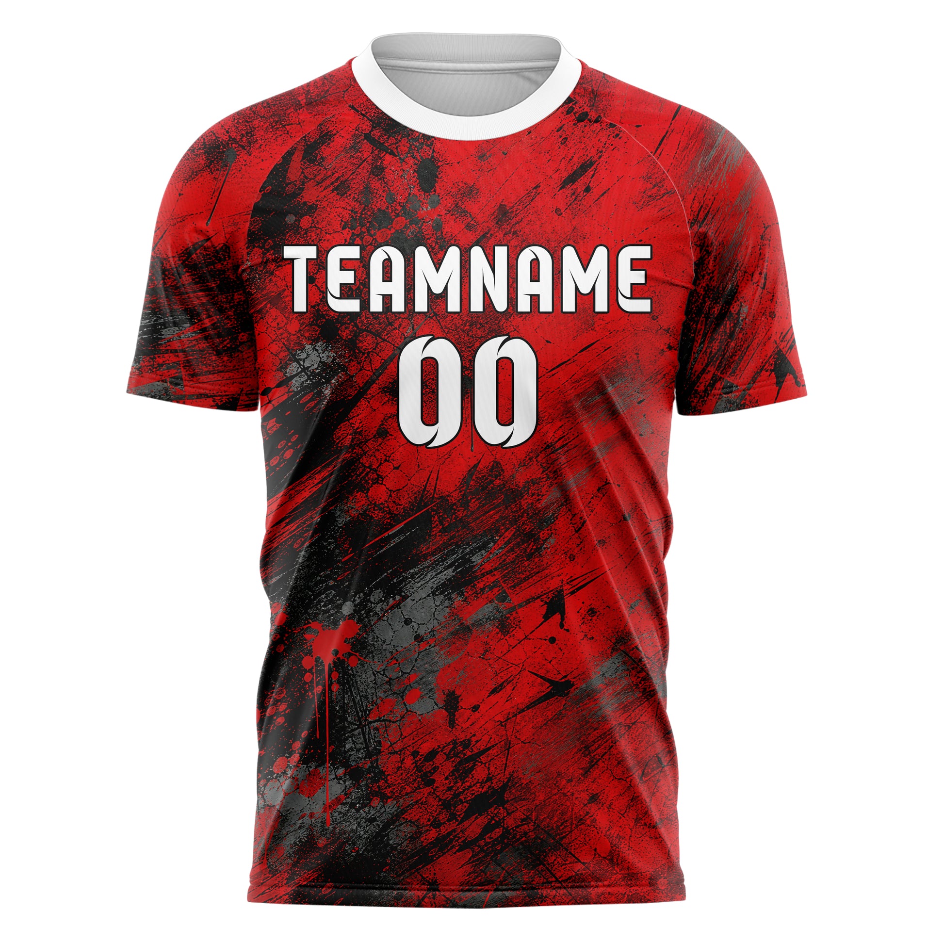 Rot lebendiges Graffiti Scratch Marks Design 03-0006 individuelles Fußballtrikot front
