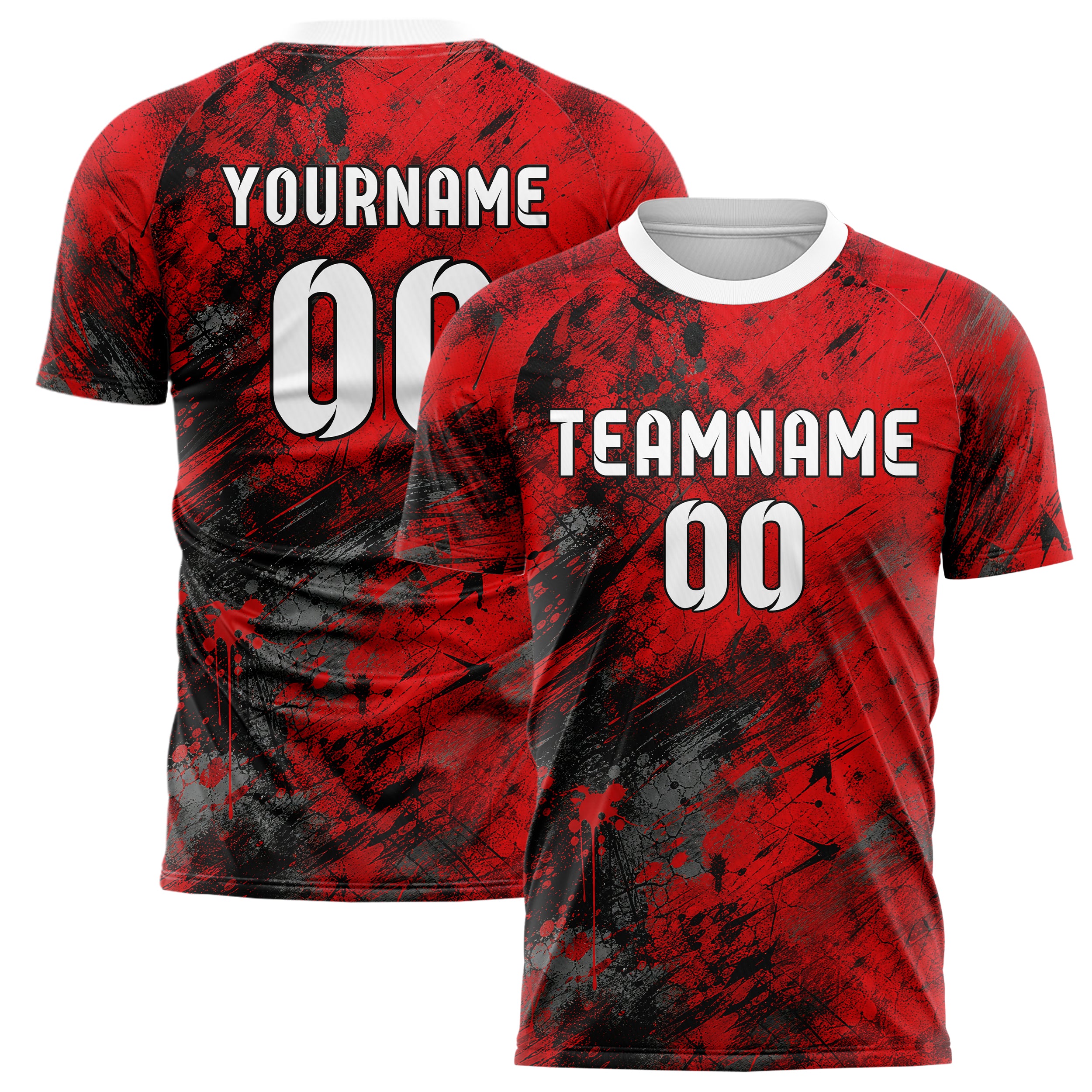 Rot lebendiges Graffiti Scratch Marks Design 03-0006 individuelles Fußballtrikot main