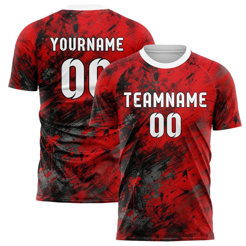 Rot lebendiges Graffiti Scratch Marks Design 03-0006 individuelles Fußballtrikot main