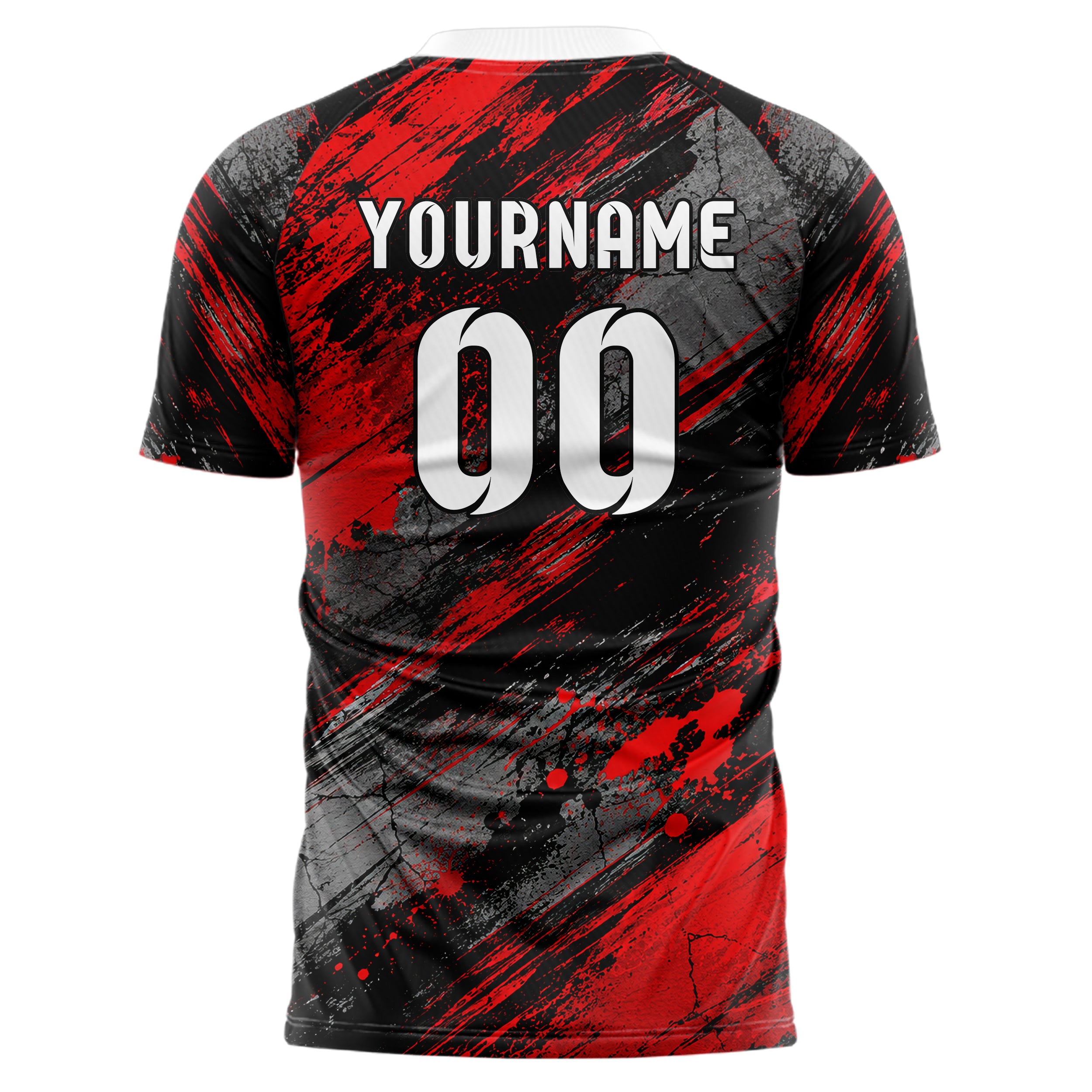 Rot lebendiges Graffiti Scratch Marks Design 03-0030 individuelles Fußballtrikot back