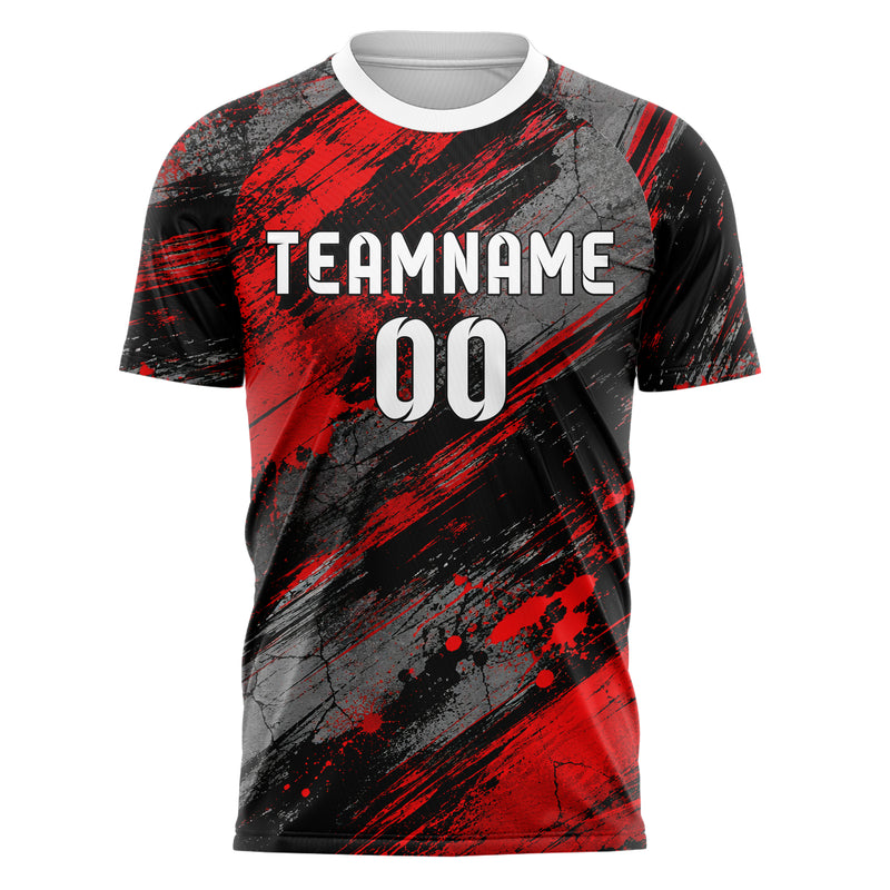 Rot lebendiges Graffiti Scratch Marks Design 03-0030 individuelles Fußballtrikot front