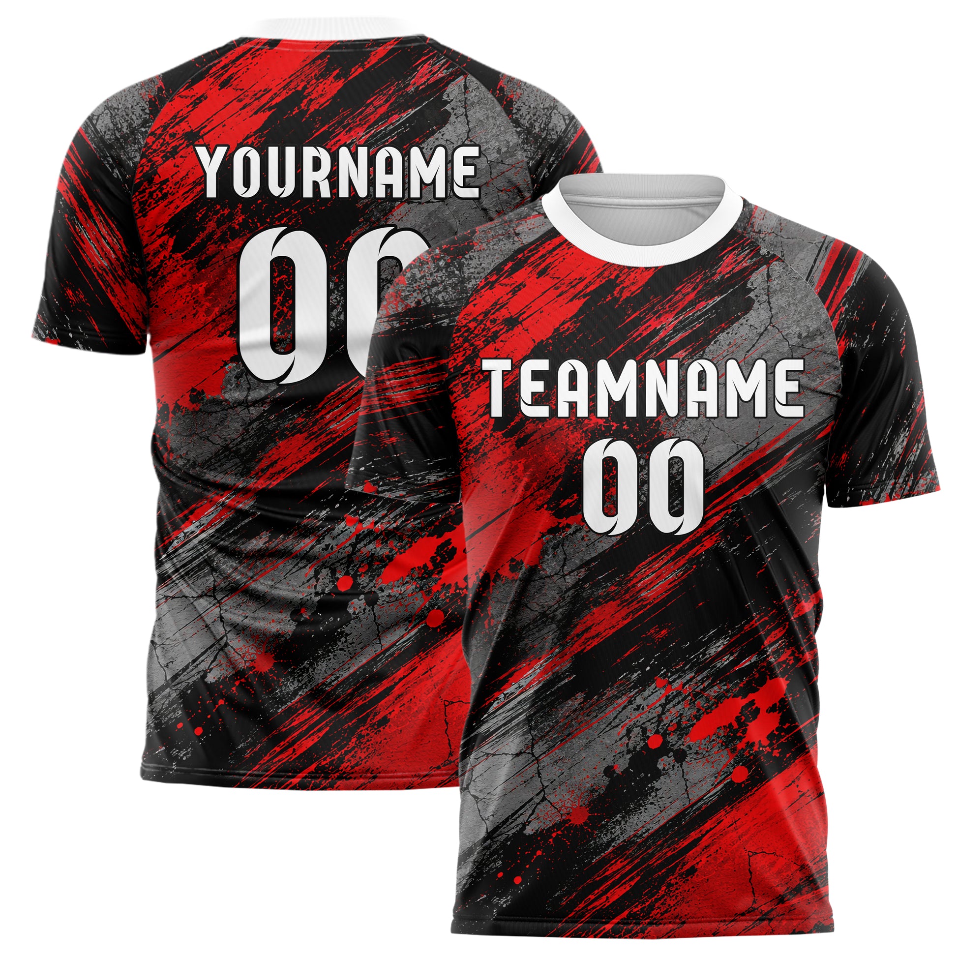 Rot lebendiges Graffiti Scratch Marks Design 03-0030 individuelles Fußballtrikot main
