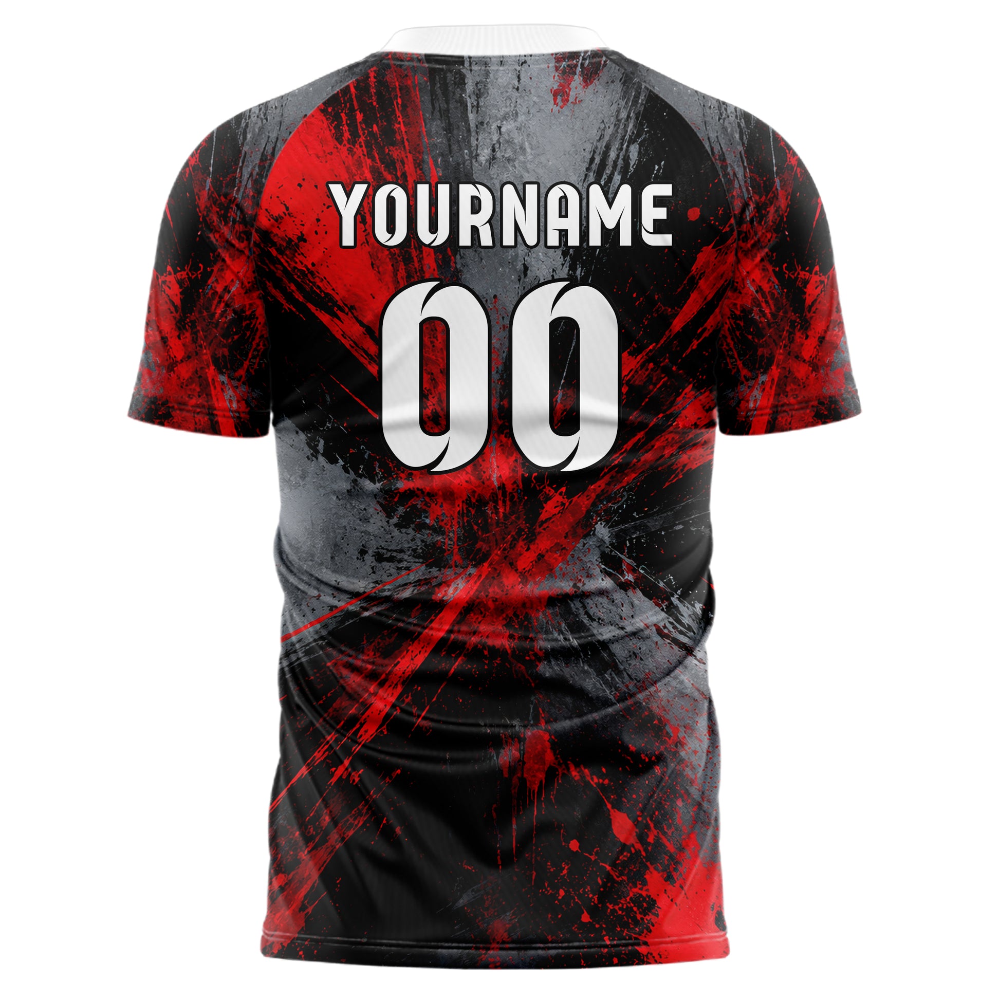 Rot lebendiges Graffiti Scratch Marks Design 03-0198 individuelles Fußballtrikot back