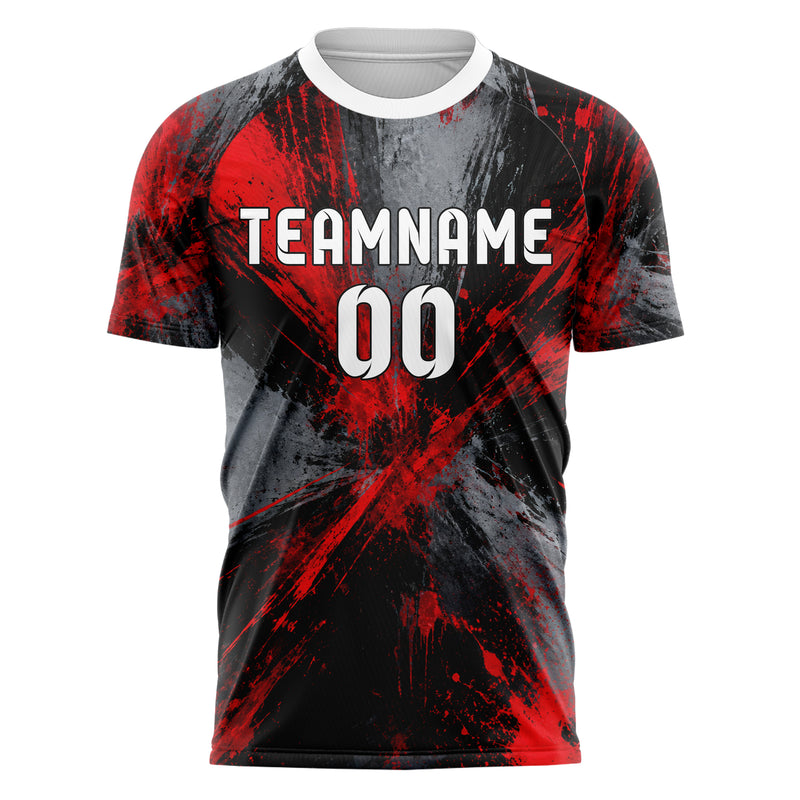 Rot lebendiges Graffiti Scratch Marks Design 03-0198 individuelles Fußballtrikot front