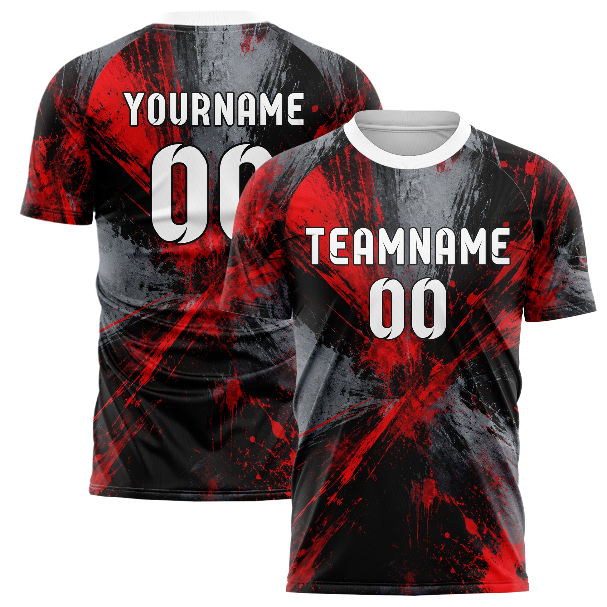 Rot lebendiges Graffiti Scratch Marks Design 03-0198 individuelles Fußballtrikot main