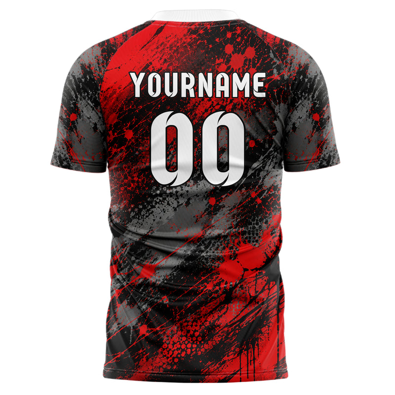 Rot lebendiges Graffiti Spray Splatter Design 03-0192 individuelles Fußballtrikot back
