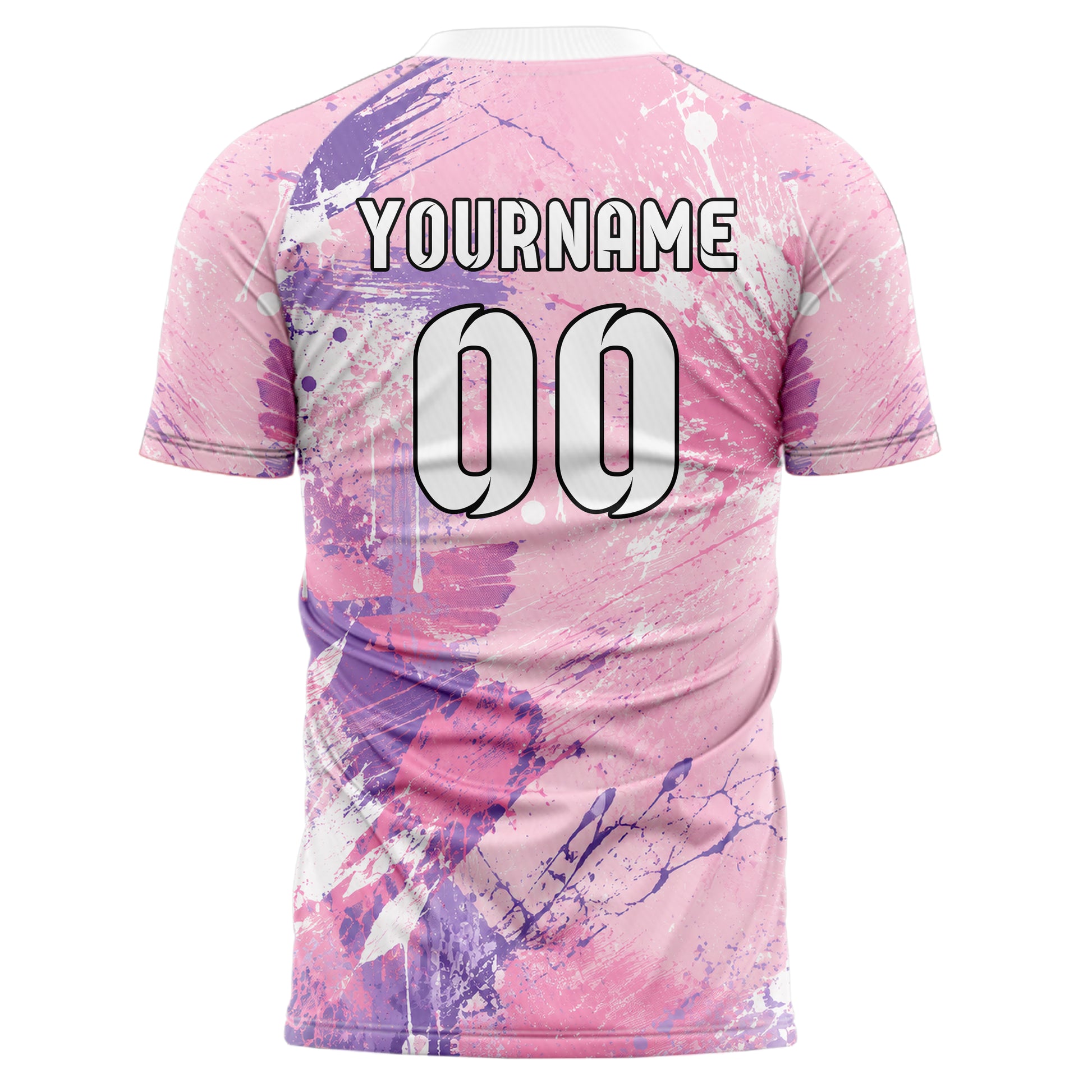 Hellrosa pastelliges Graffiti Center Burst Splatter Design 03-0015 individuelles Fußballtrikot back