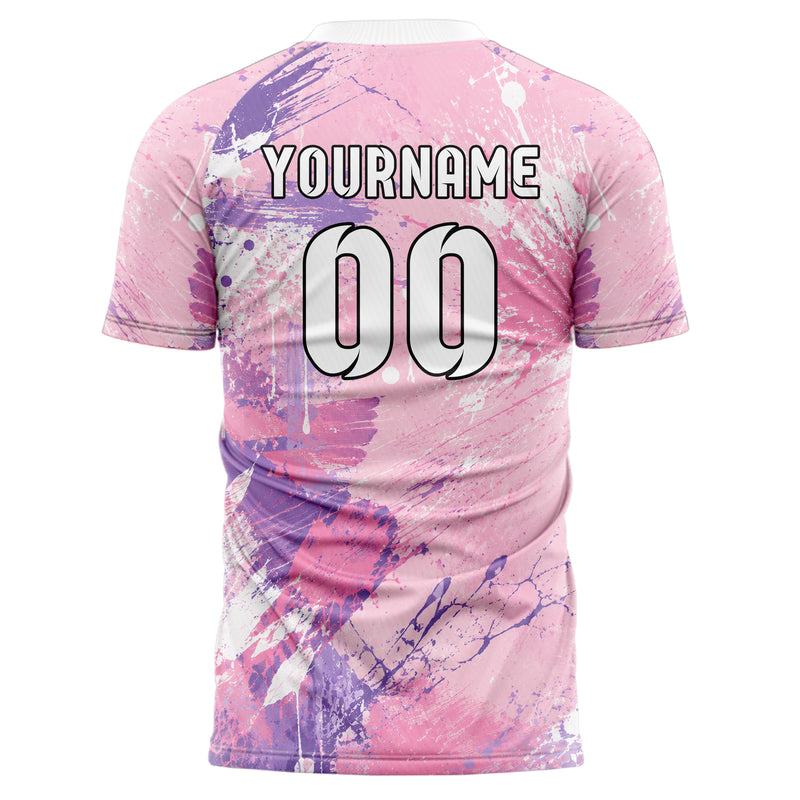 Hellrosa pastelliges Graffiti Center Burst Splatter Design 03-0015 individuelles Fußballtrikot back