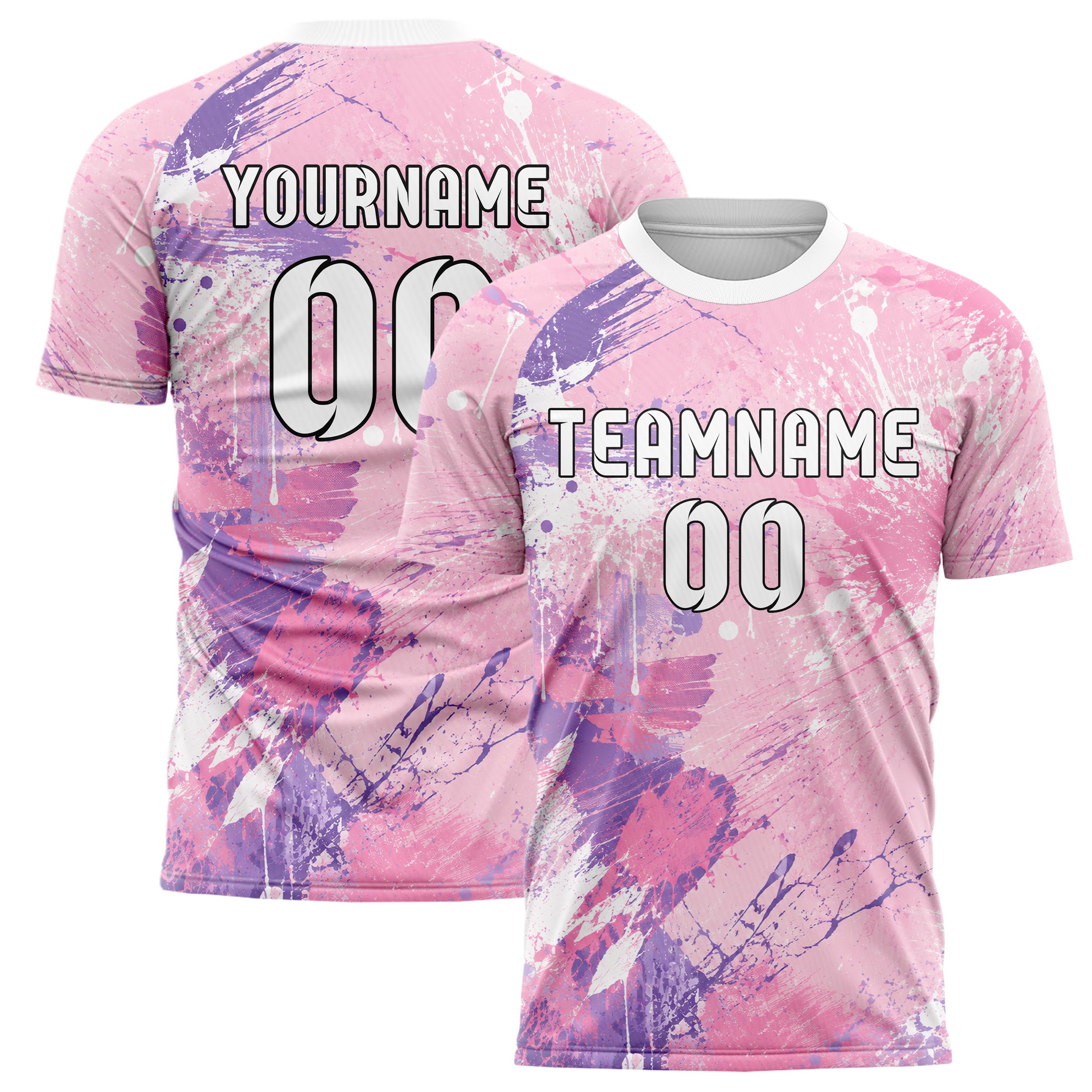 Hellrosa pastelliges Graffiti Center Burst Splatter Design 03-0015 individuelles Fußballtrikot main