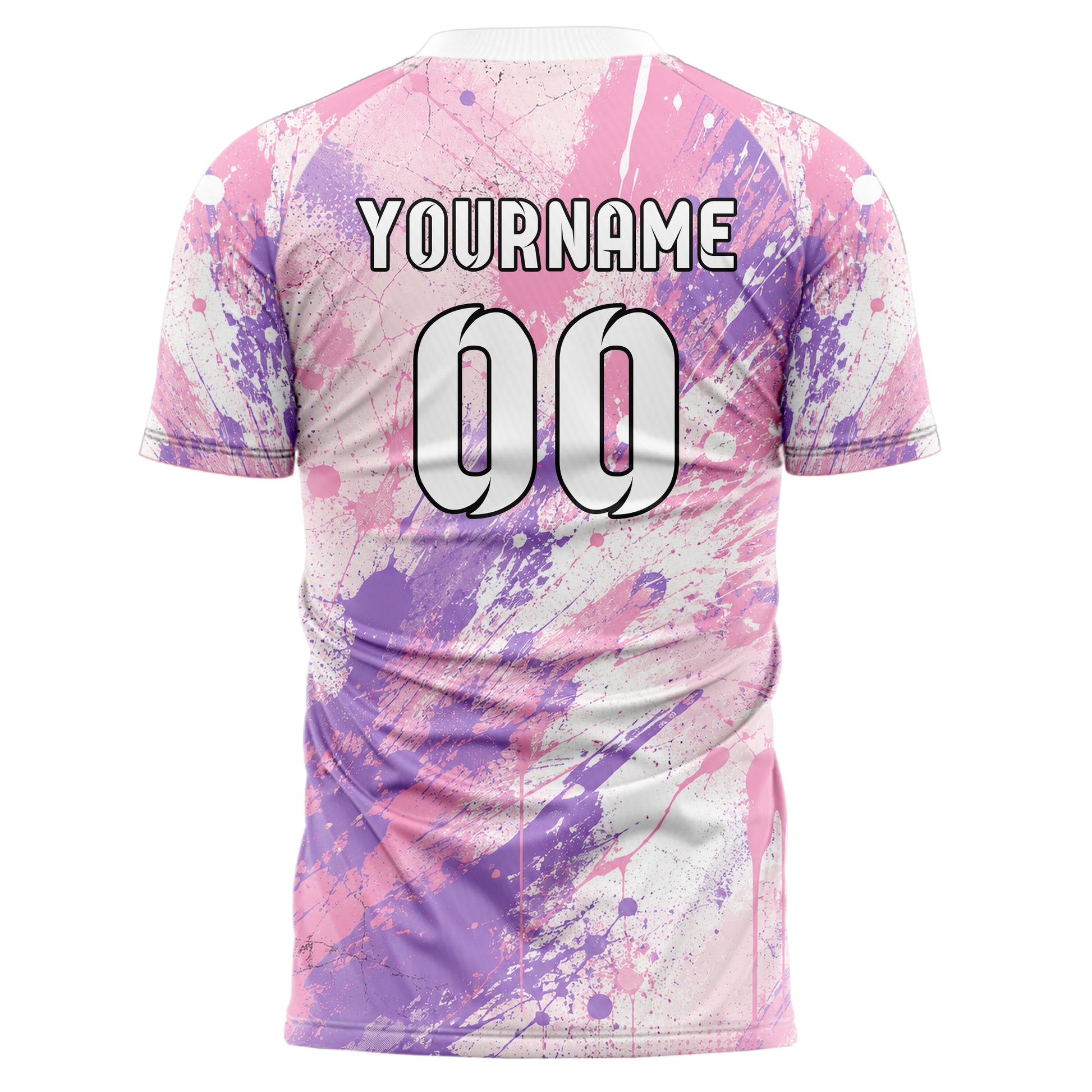 Hellrosa pastelliges Graffiti Center Burst Splatter Design 03-0063 individuelles Fußballtrikot back