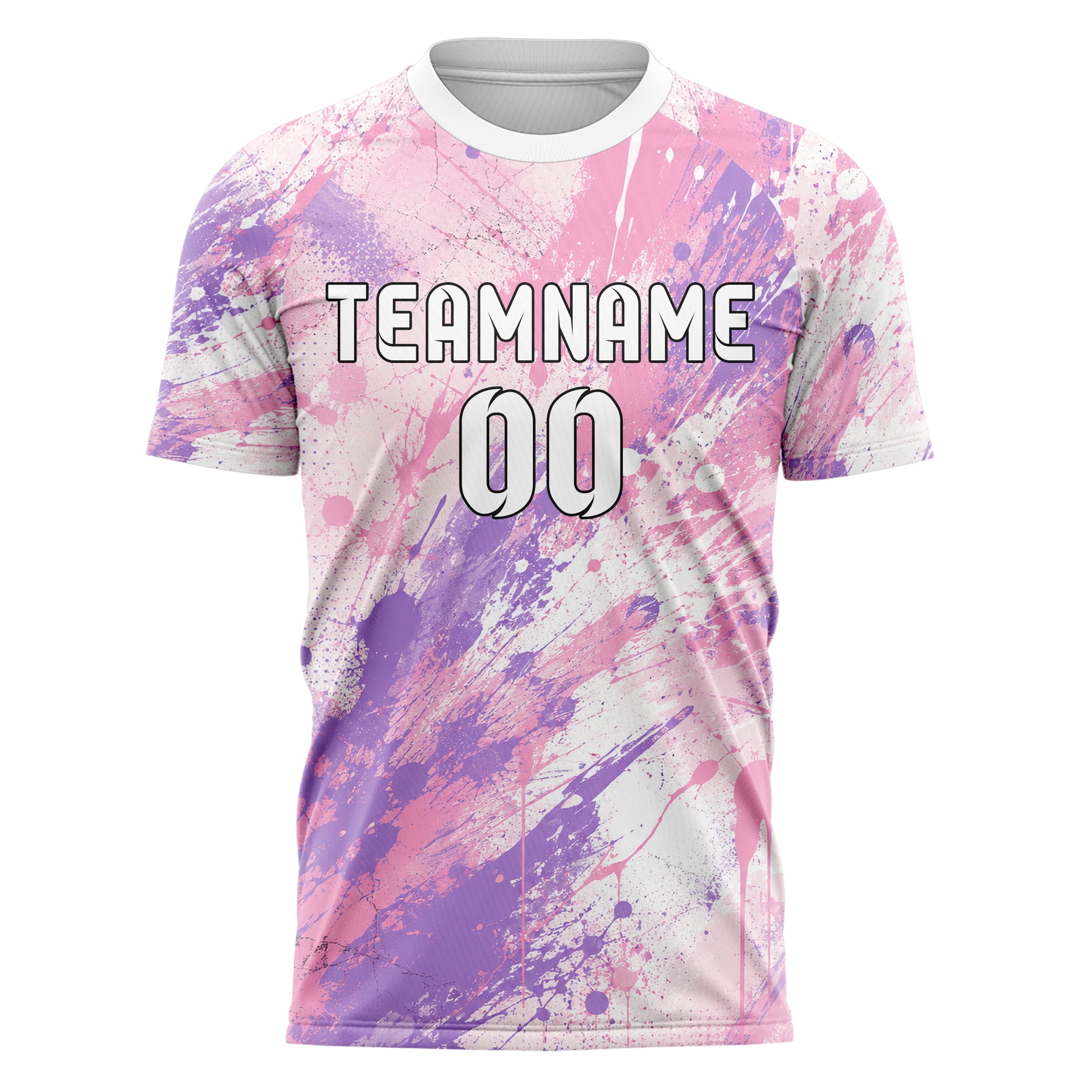 Hellrosa pastelliges Graffiti Center Burst Splatter Design 03-0063 individuelles Fußballtrikot front