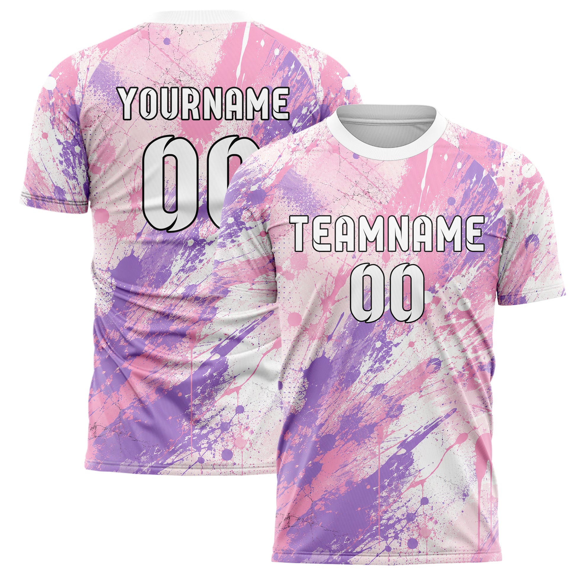 Hellrosa pastelliges Graffiti Center Burst Splatter Design 03-0063 individuelles Fußballtrikot main