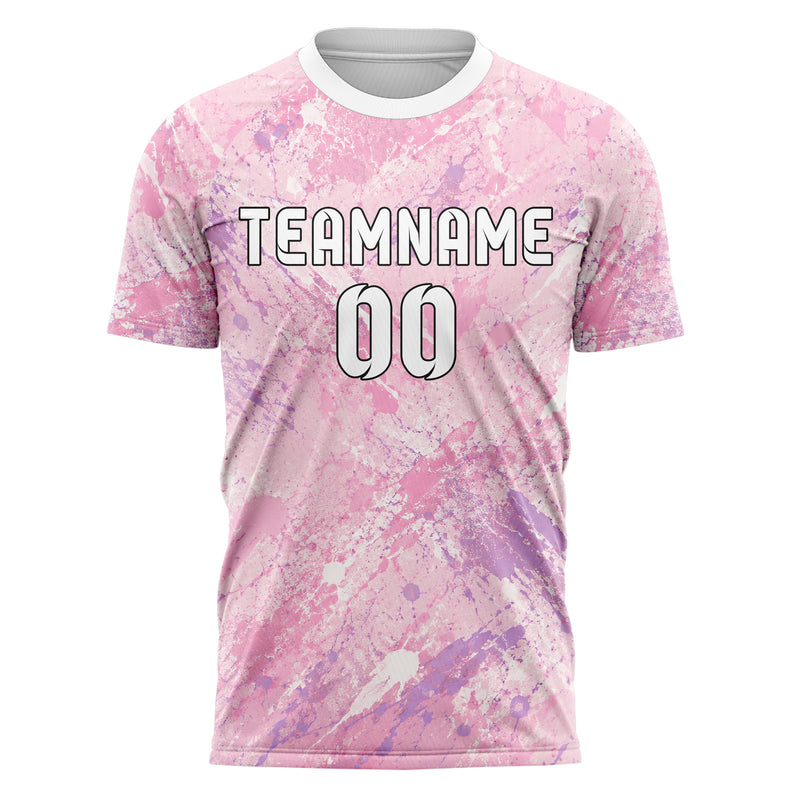 Hellrosa pastelliges Graffiti diagonal Paint Flow Design 03-0075 individuelles Fußballtrikot front