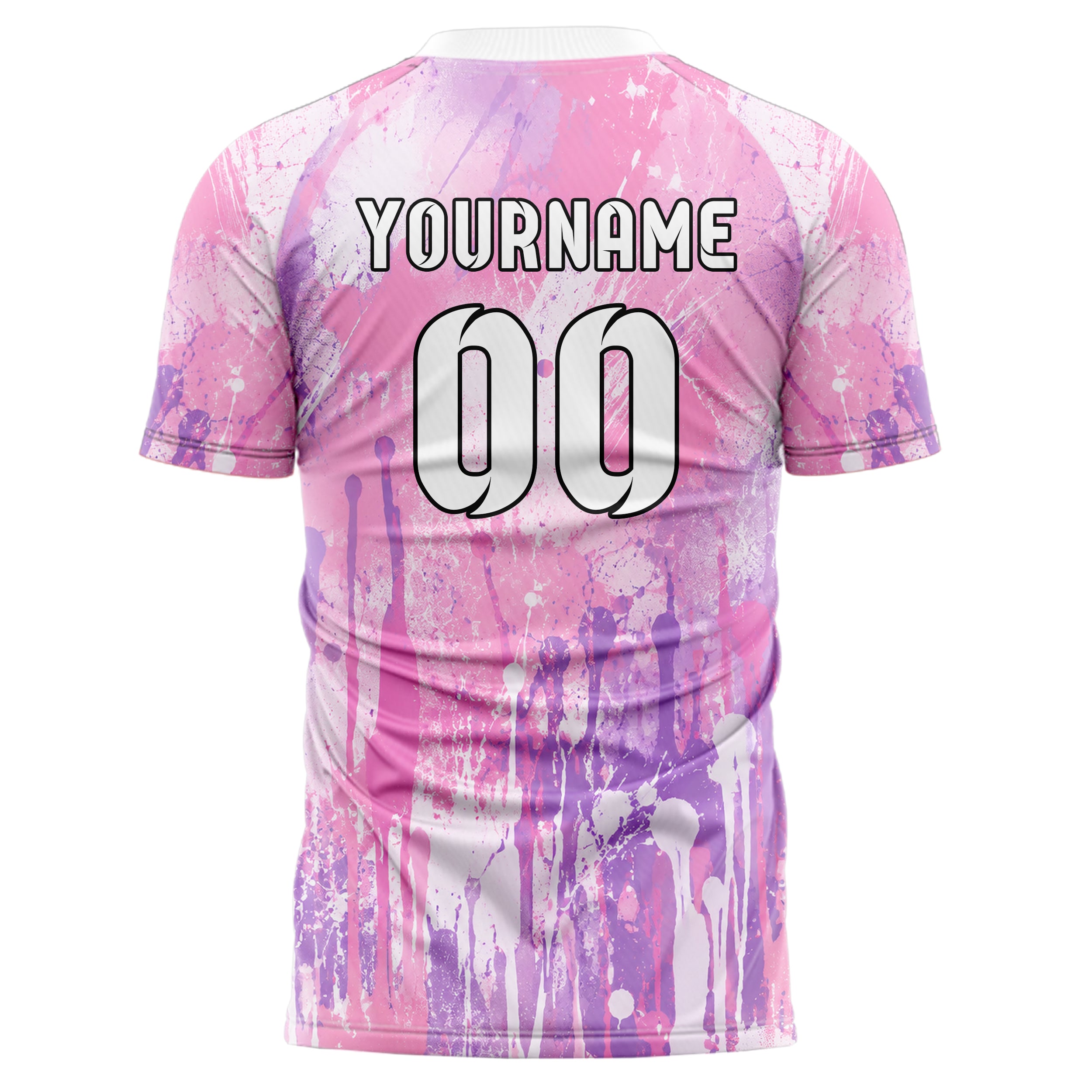 Hellrosa pastelliges Graffiti Drip Paint Design 03-0228 individuelles Fußballtrikot back