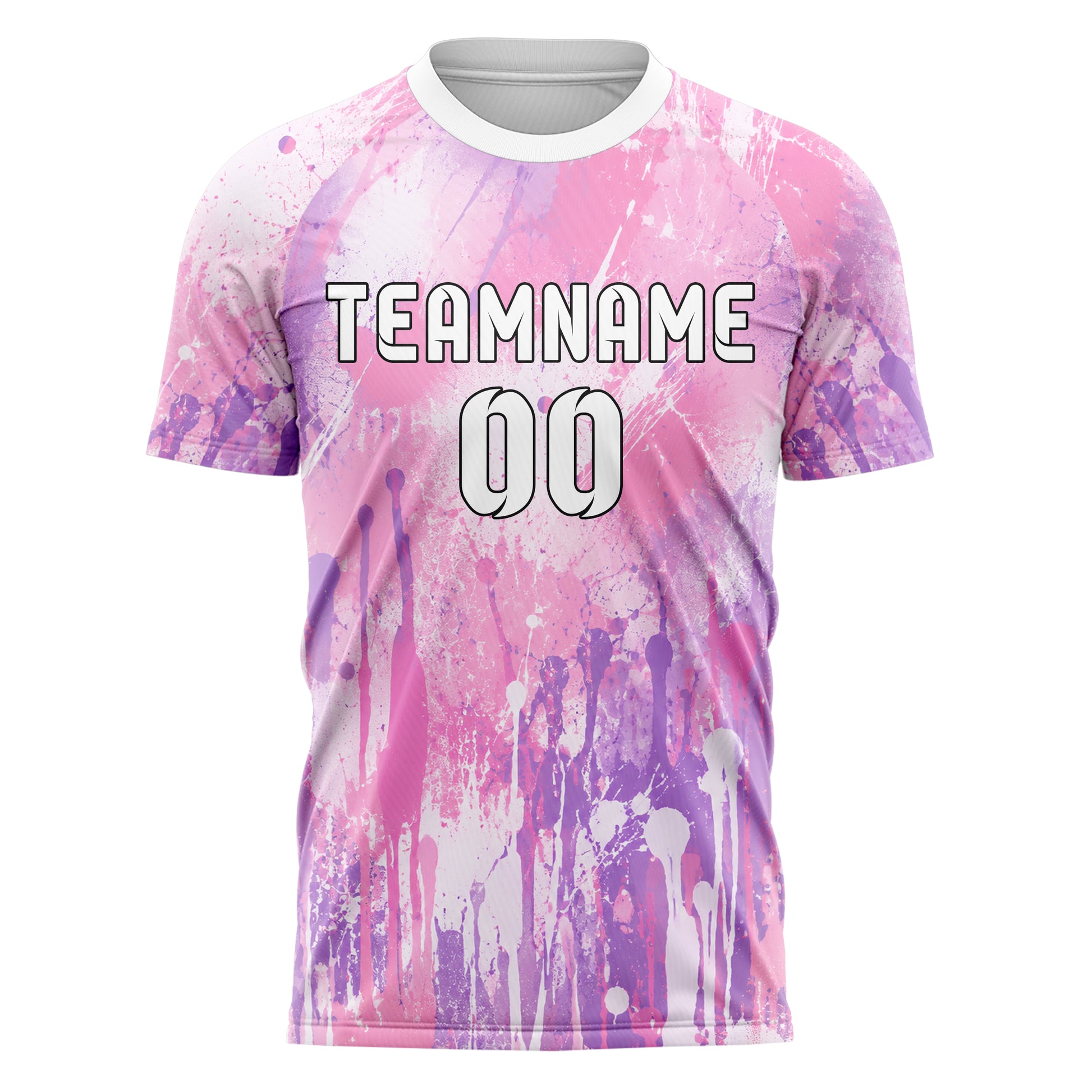 Hellrosa pastelliges Graffiti Drip Paint Design 03-0228 individuelles Fußballtrikot front