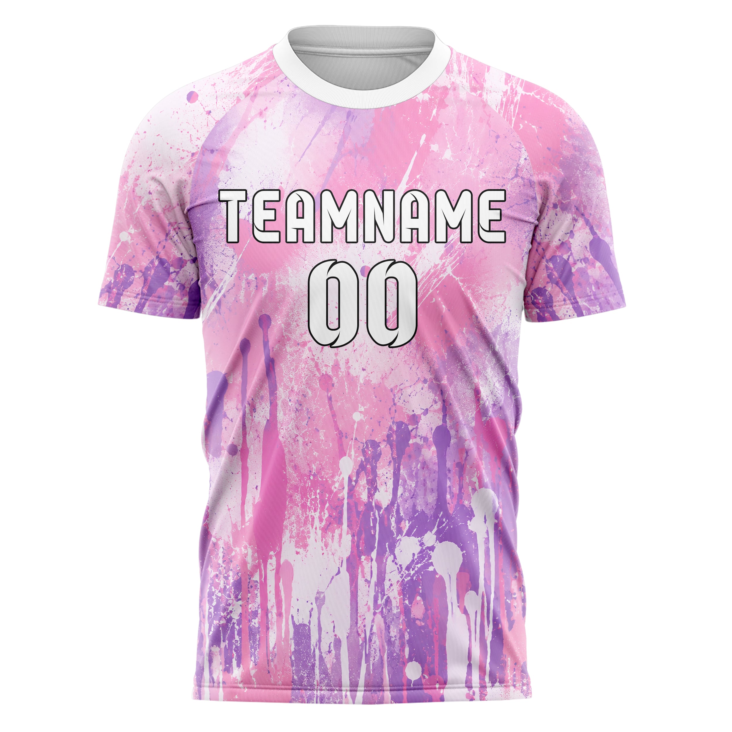 Hellrosa pastelliges Graffiti Drip Paint Design 03-0228 individuelles Fußballtrikot front