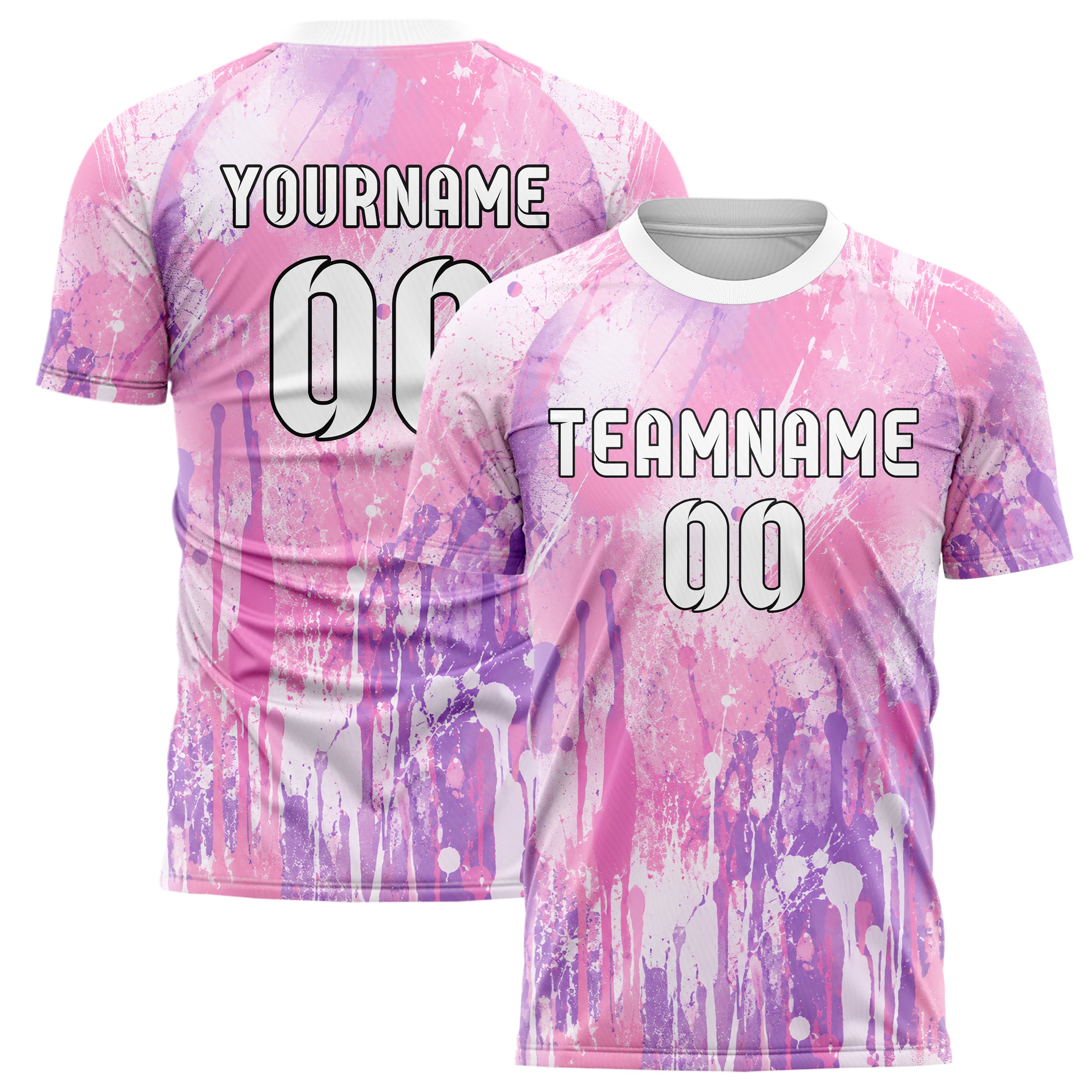 Hellrosa pastelliges Graffiti Drip Paint Design 03-0228 individuelles Fußballtrikot main