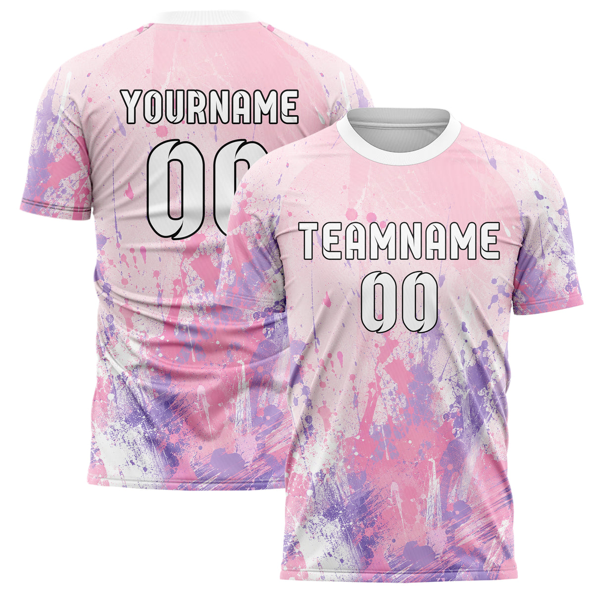 Hellrosa pastelliges Graffiti Grunge Smear Design 03-0369 individuelles Fußballtrikot main