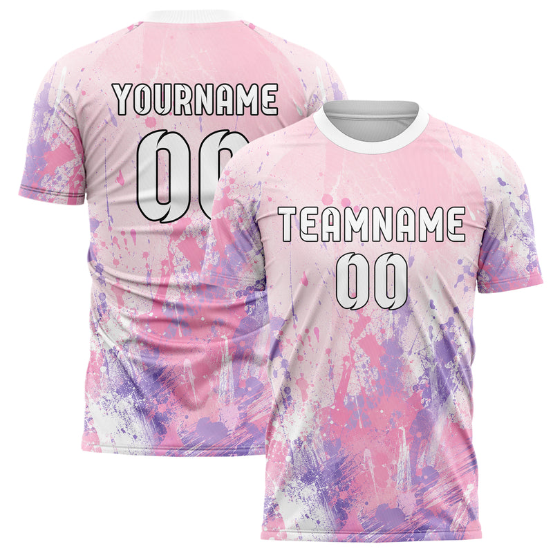Hellrosa pastelliges Graffiti Grunge Smear Design 03-0369 individuelles Fußballtrikot main
