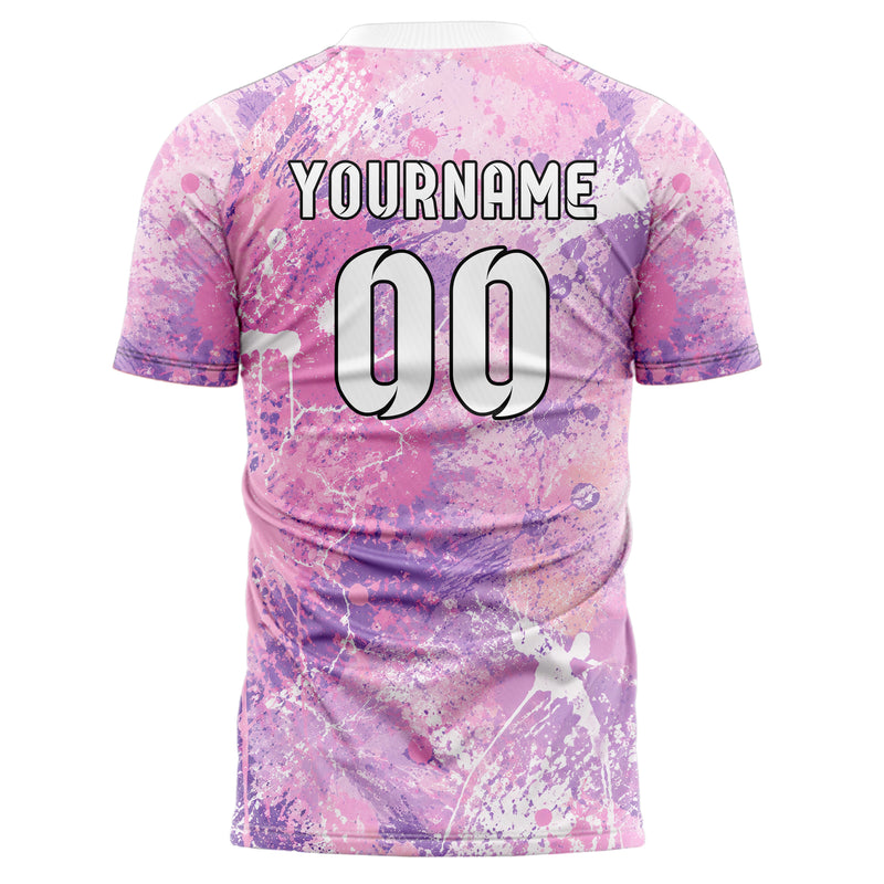 Hellrosa pastelliges Graffiti Ink Splash Design 03-0021 individuelles Fußballtrikot back
