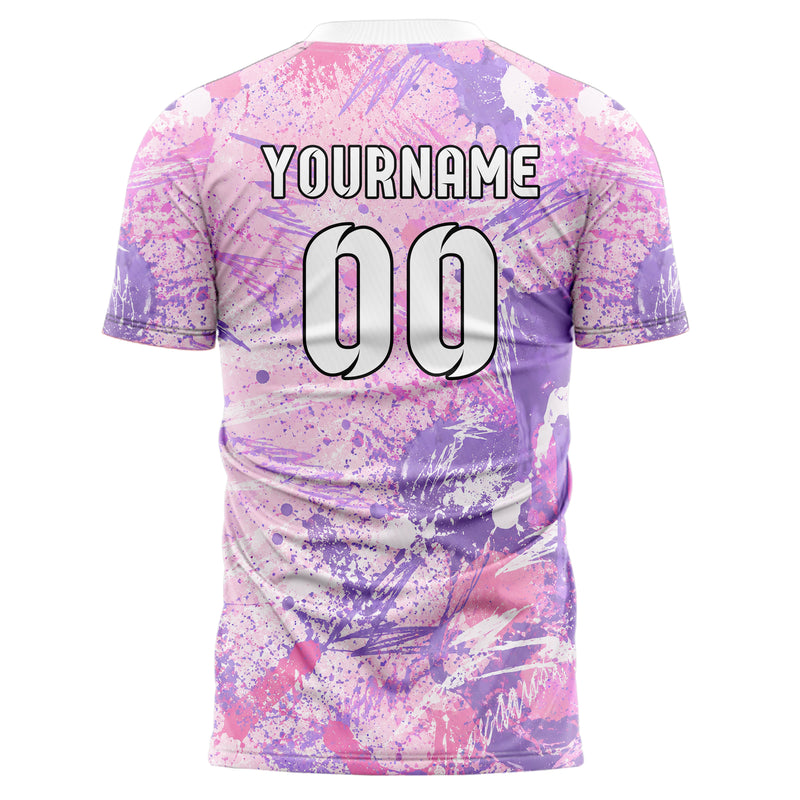 Hellrosa pastelliges Graffiti Ink Splash Design 03-0165 individuelles Fußballtrikot back