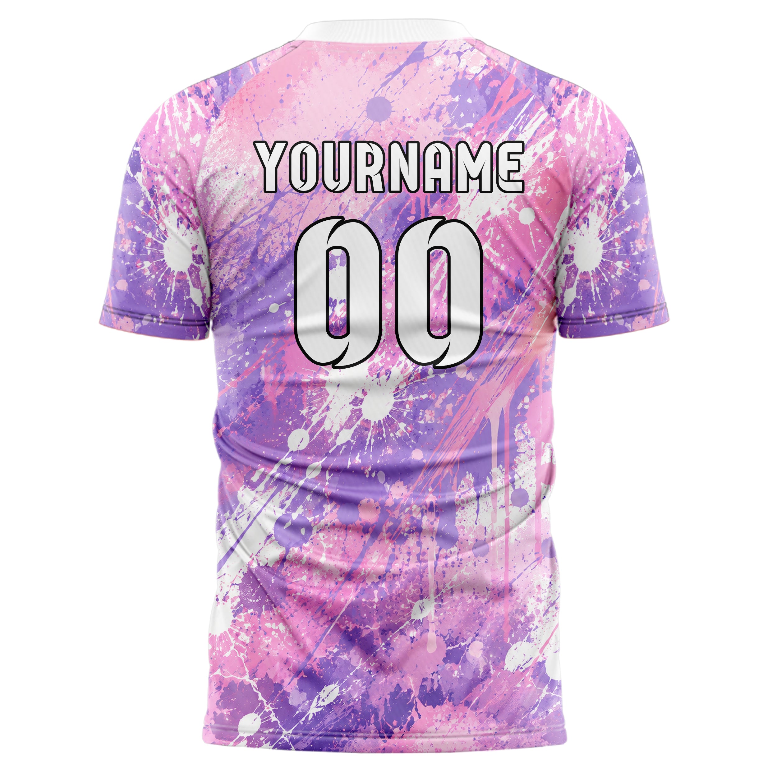 Hellrosa pastelliges Graffiti Spray Splatter Design 03-0120 individuelles Fußballtrikot back