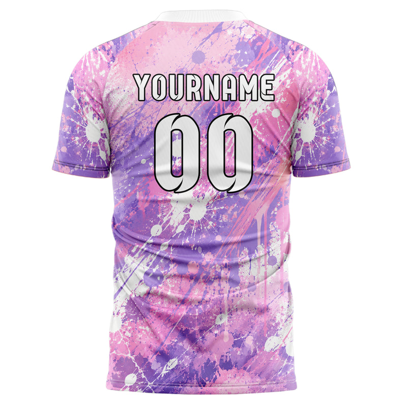 Hellrosa pastelliges Graffiti Spray Splatter Design 03-0120 individuelles Fußballtrikot back