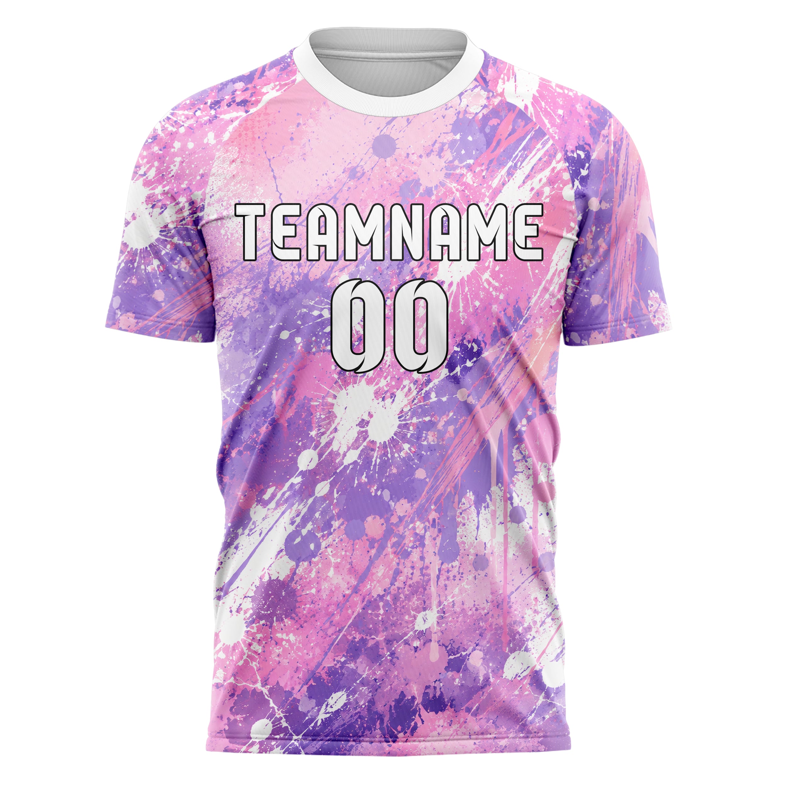 Hellrosa pastelliges Graffiti Spray Splatter Design 03-0120 individuelles Fußballtrikot front
