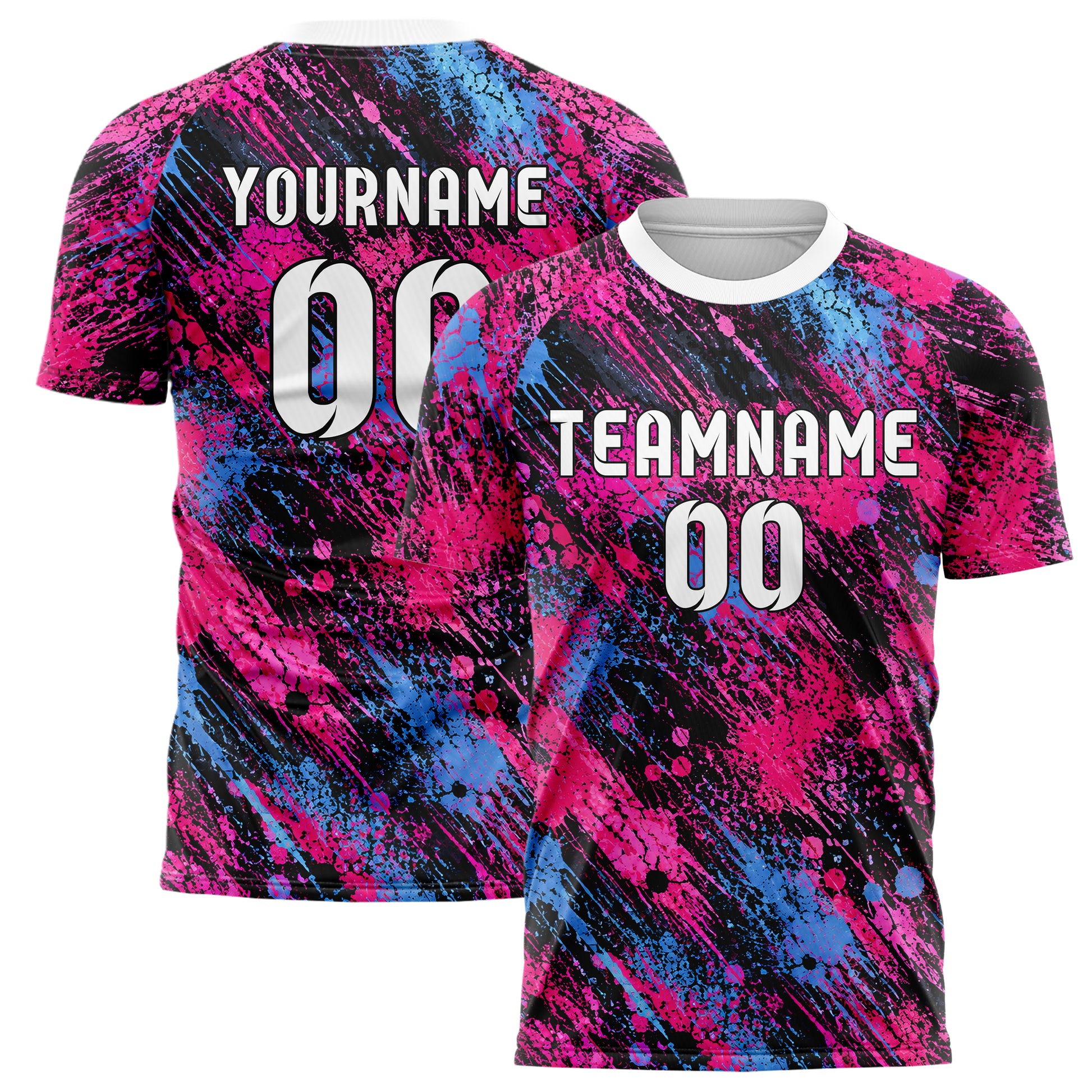 Schwarz lebendiges Graffiti Center Burst Splatter Design 03-0239 individuelles Fußballtrikot main