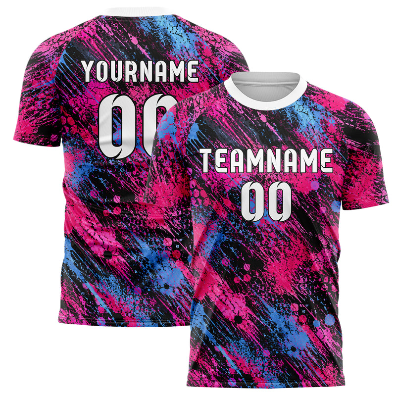 Schwarz lebendiges Graffiti Center Burst Splatter Design 03-0239 individuelles Fußballtrikot main
