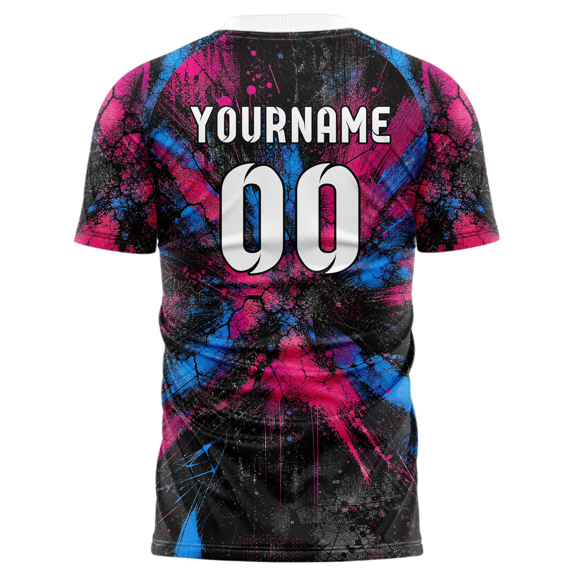 Schwarz lebendiges Graffiti Cracked Texture Design 03-0002 individuelles Fußballtrikot back