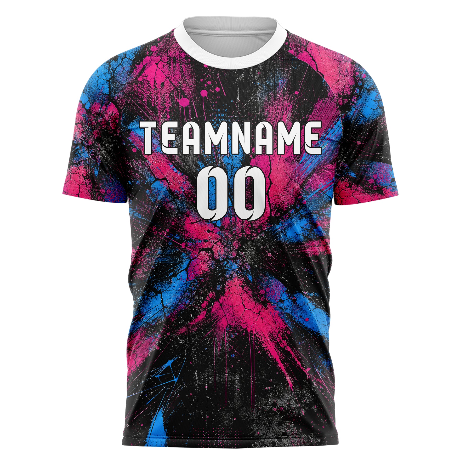Schwarz lebendiges Graffiti Cracked Texture Design 03-0002 individuelles Fußballtrikot front