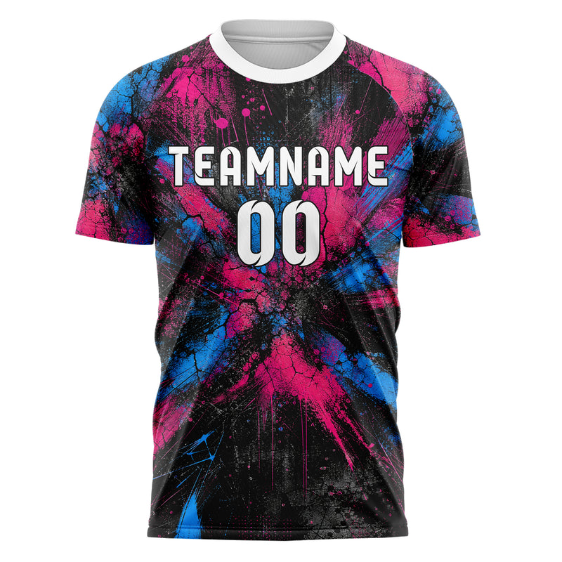 Schwarz lebendiges Graffiti Cracked Texture Design 03-0002 individuelles Fußballtrikot front